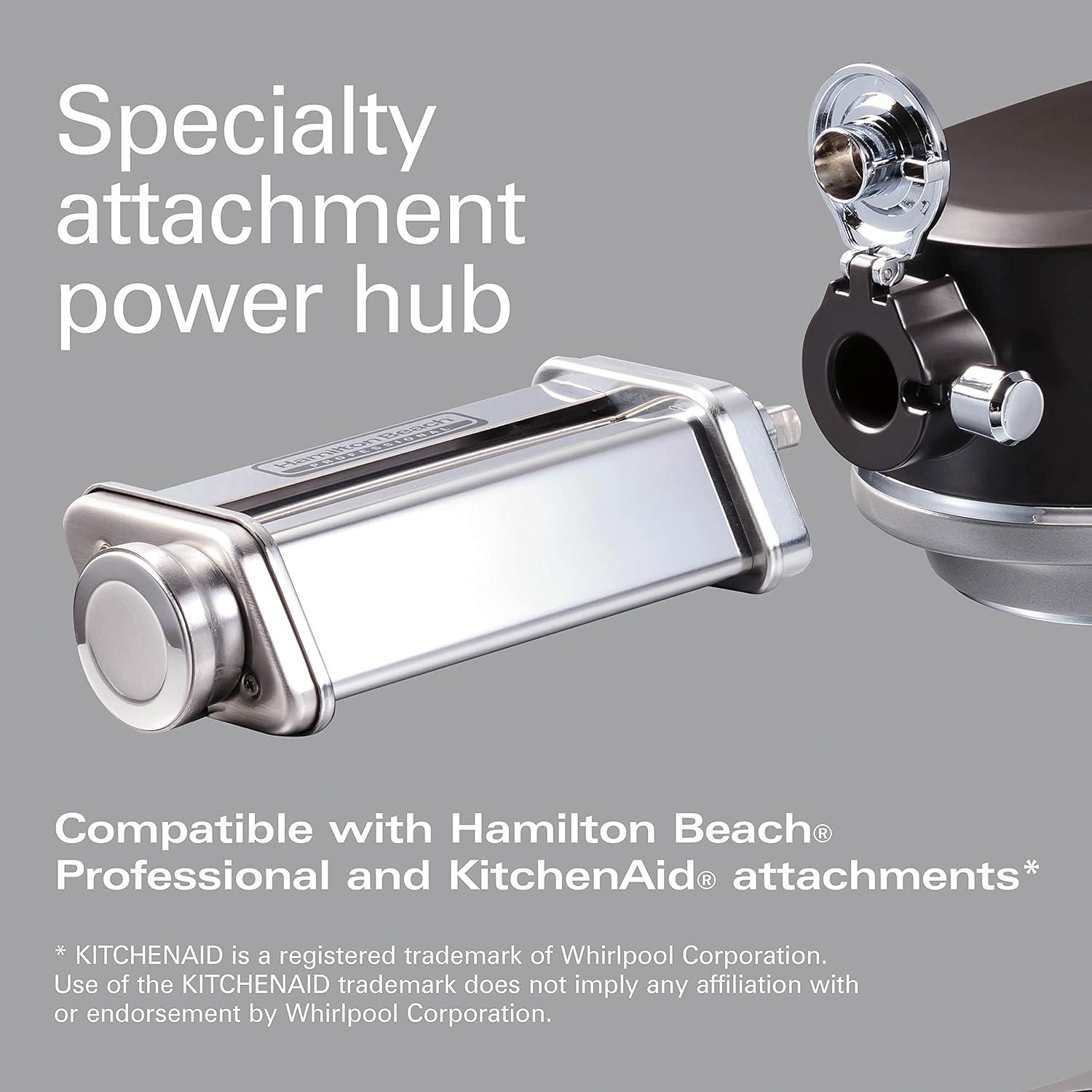 Hamilton Beach Pro Stand Mixer w/Hub 63240: 12-Speed Silver Kitchen Mixer, 5-Quart Capacity, 450W, Dishwasher-Safe Parts