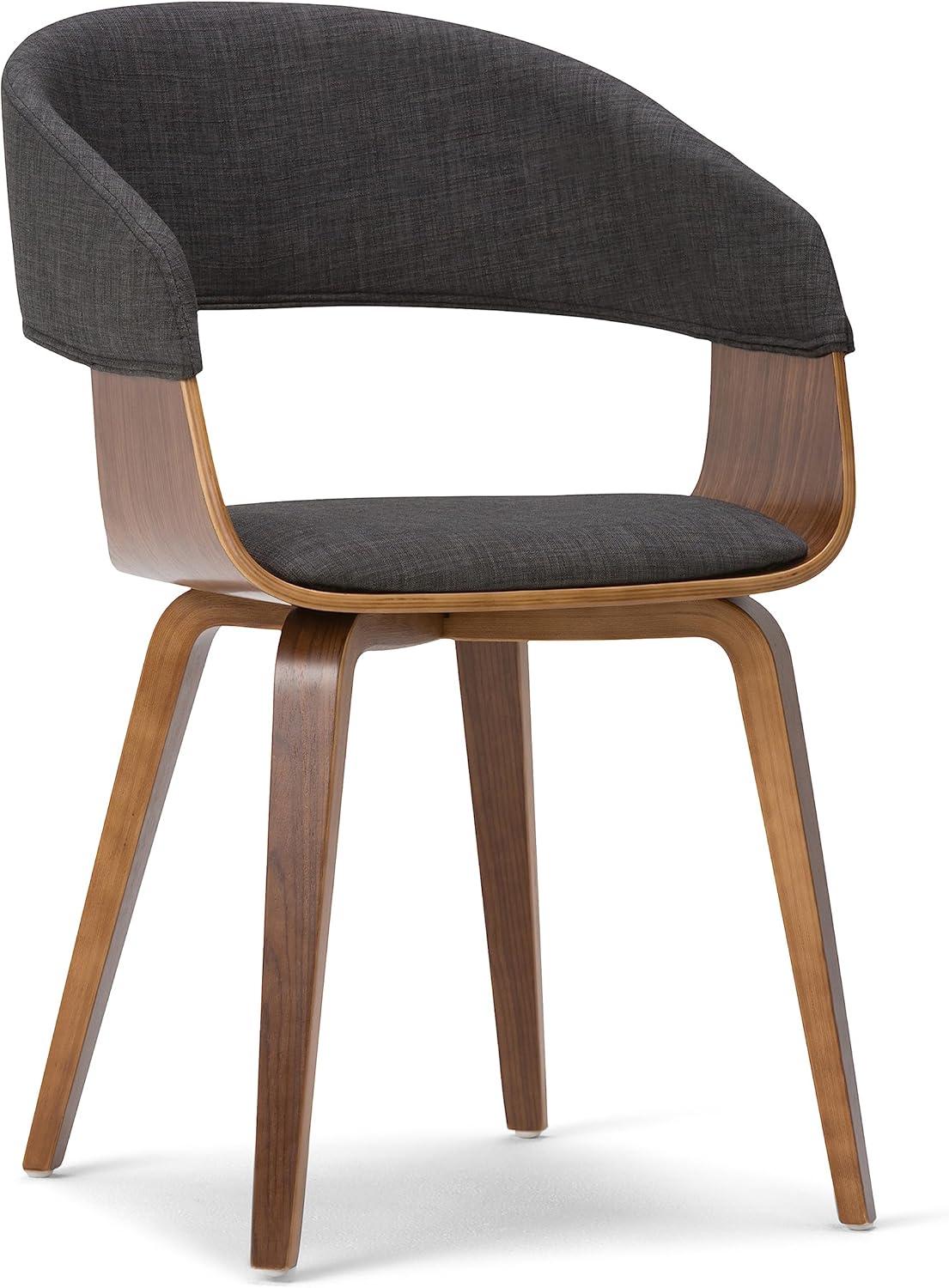 Lowell Bentwood Upholstered Dining Chair with Curved Backrest in Mid-Century Modern Style