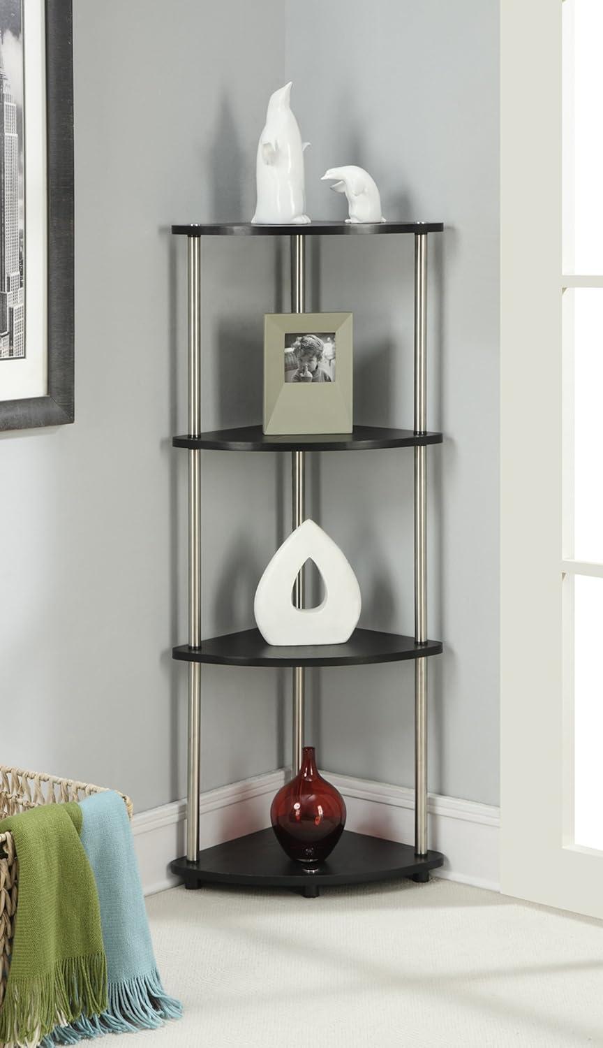 Convenience Concepts Designs2Go 4-Tier Corner Shelf in Black Wood Finish