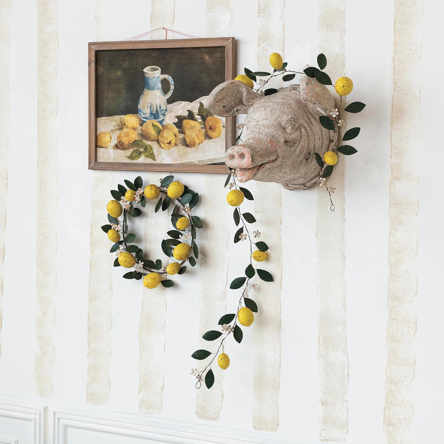 Multicolor Metal Garland with Lemons and Leaves, 72 Inches