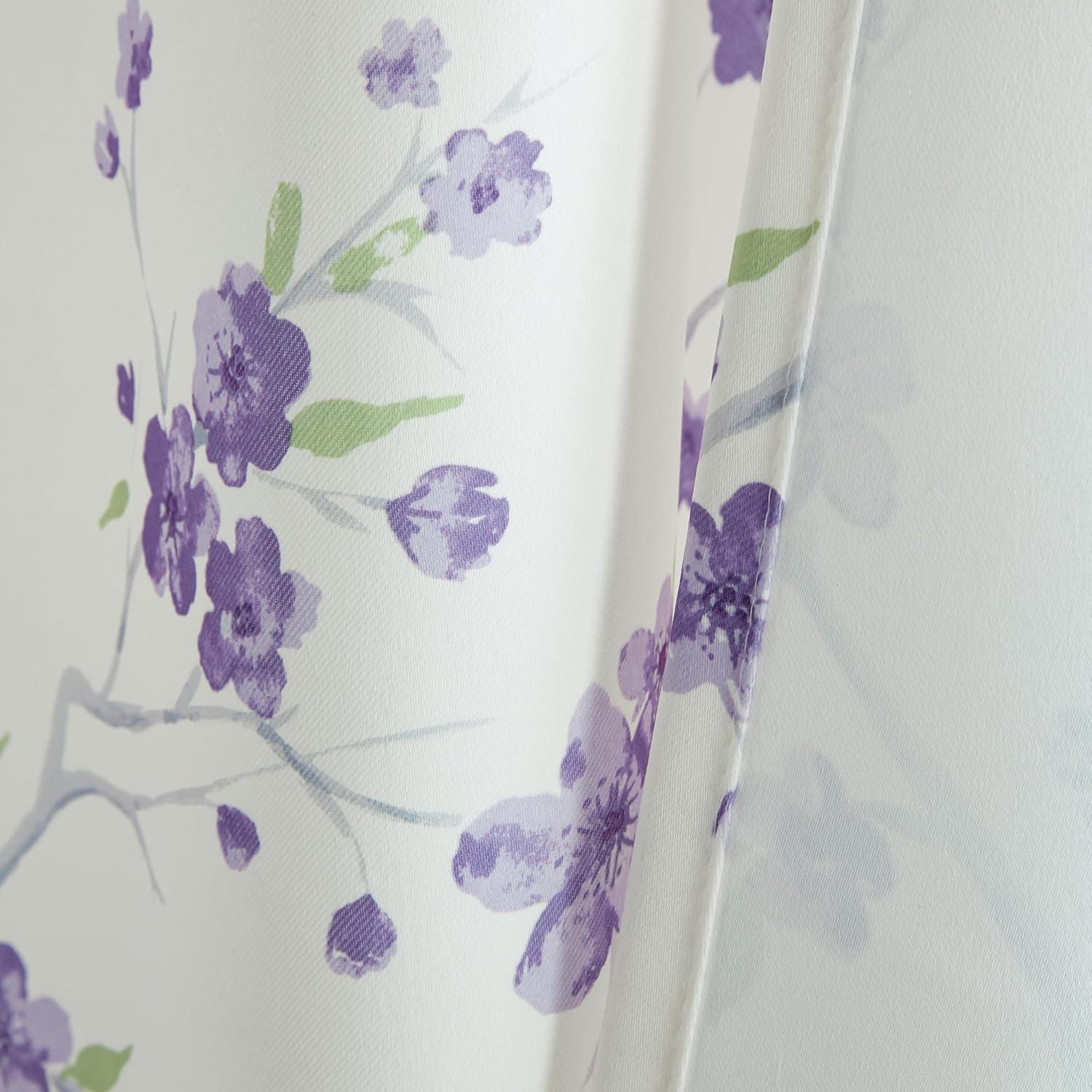 THD Jasmine Floral Faux Silk 100% Blackout Room Darkening Thermal Insulated Energy Efficient Curtain Grommet Panels - Pair