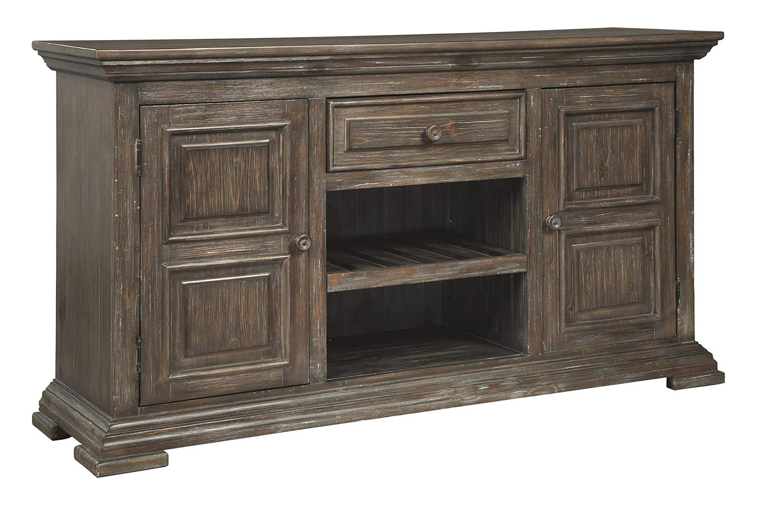 Ashley Furniture Wyndahl 2 Door Wine Rack Server in Rustic Brown