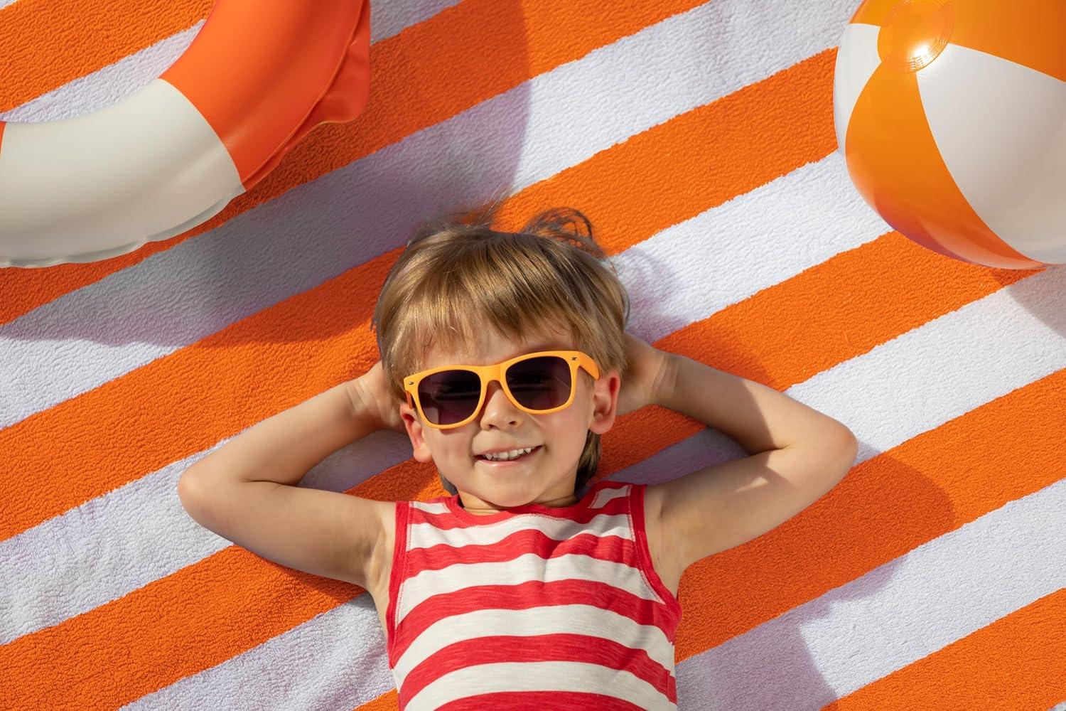 American Soft Linen Beach Towel, 100% Cotton Cabana Striped Beach Towel, 30 in by 60 in Soft Absorbent Beach Pool Towel
, Orange