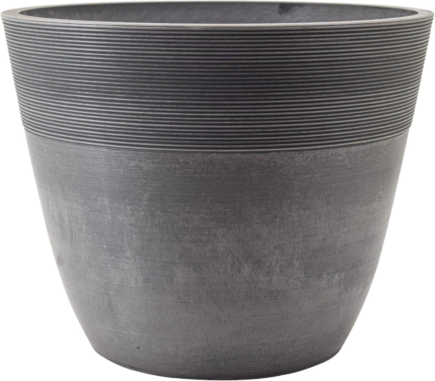 Medium Gray Recycled Plastic Round Indoor/Outdoor Planter