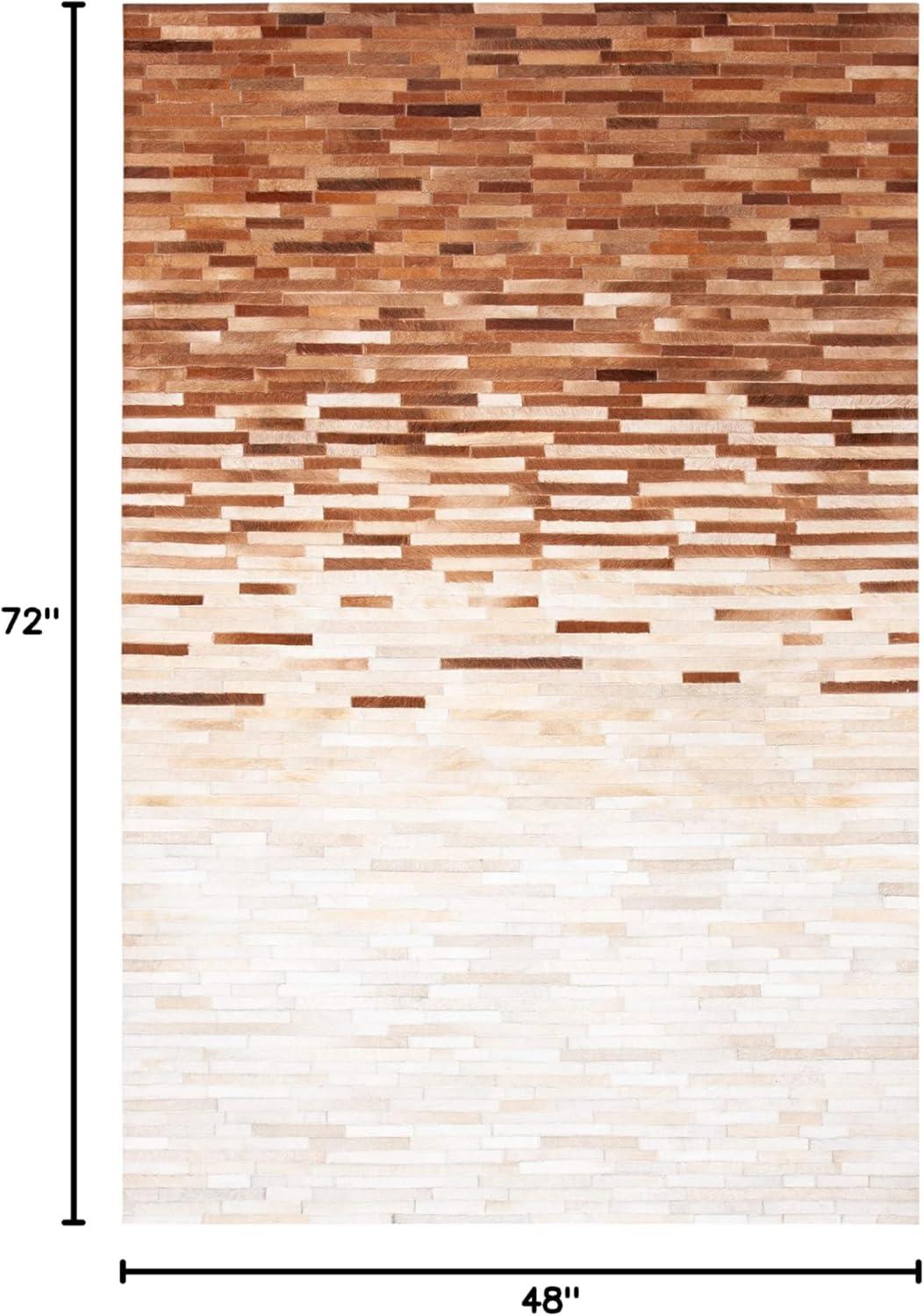 Studio Leather STL805 Hand Woven Indoor Area Rug - Ivory/Brown - 4'x6' - Safavieh