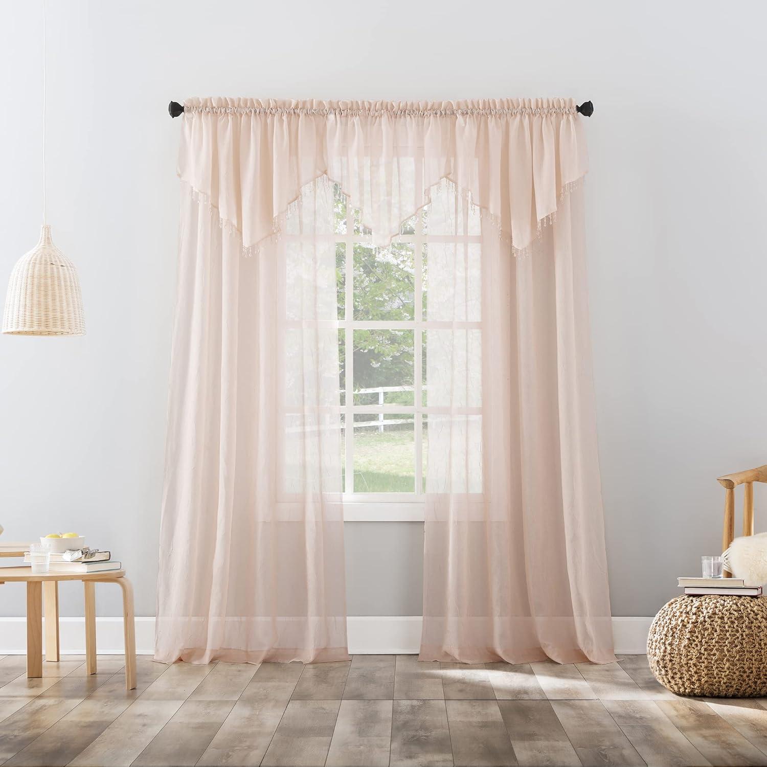 No. 918 Jillian Crushed Voile Sheer Rod Pocket Curtain Panel, 51" x 84", Whisper Pink