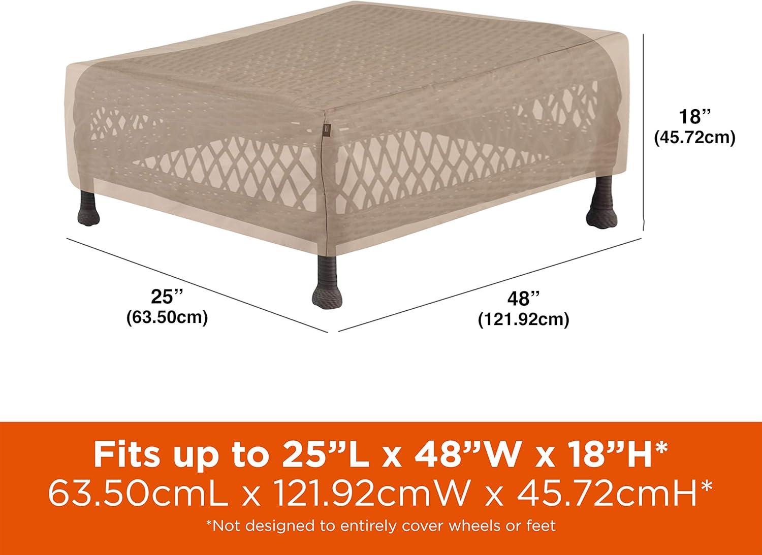 Modern Leisure Chalet Outdoor Patio Ottoman Cover, 48"L x 25"W x 18"H, Beige