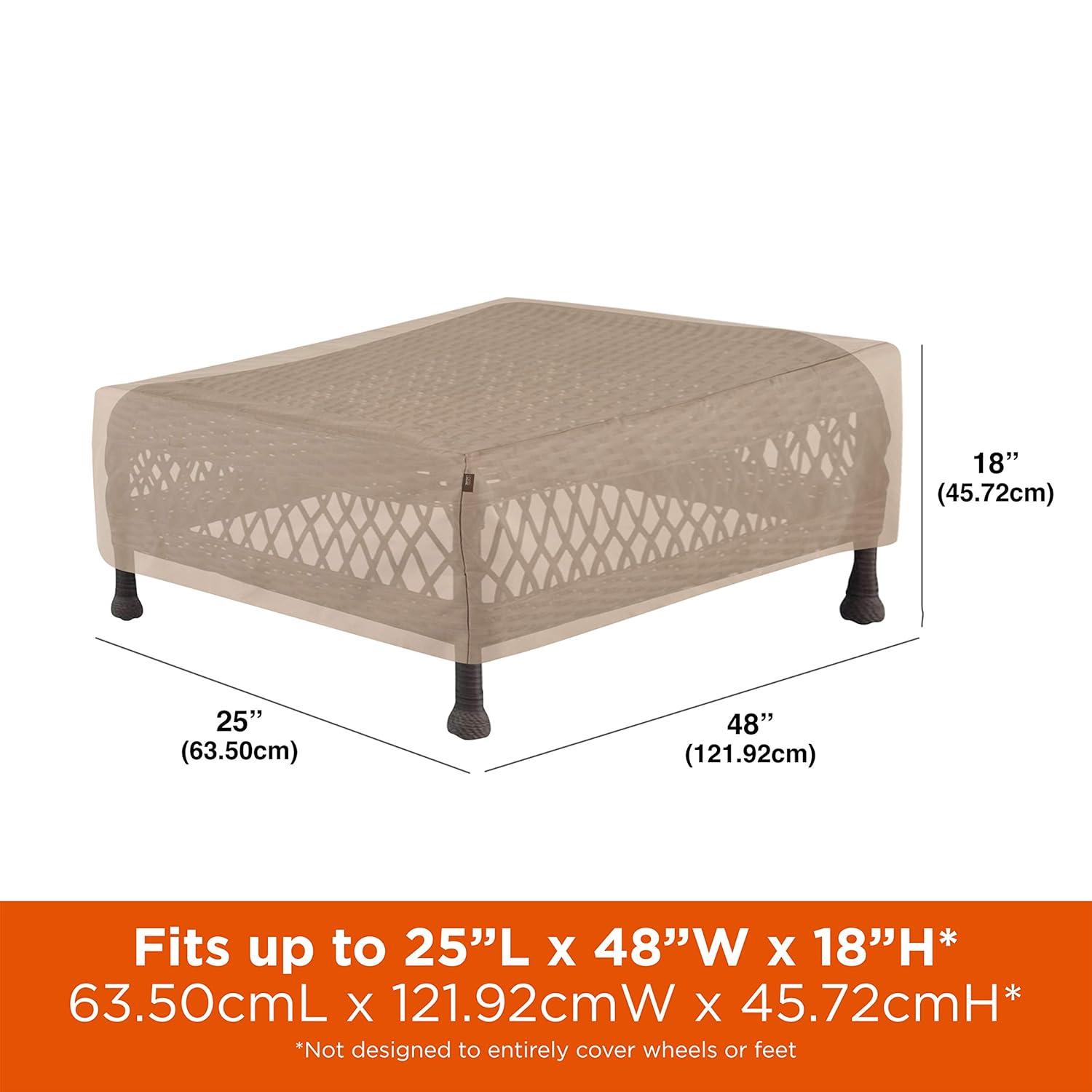 Modern Leisure Chalet Outdoor Patio Ottoman Cover, 48"L x 25"W x 18"H, Beige