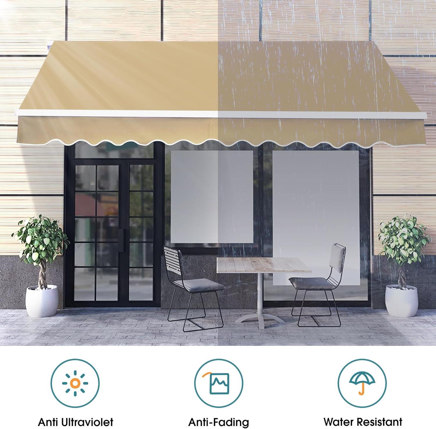 Patio Awning Fabric Replacement Sunshade Canopy for Retractable Awnings