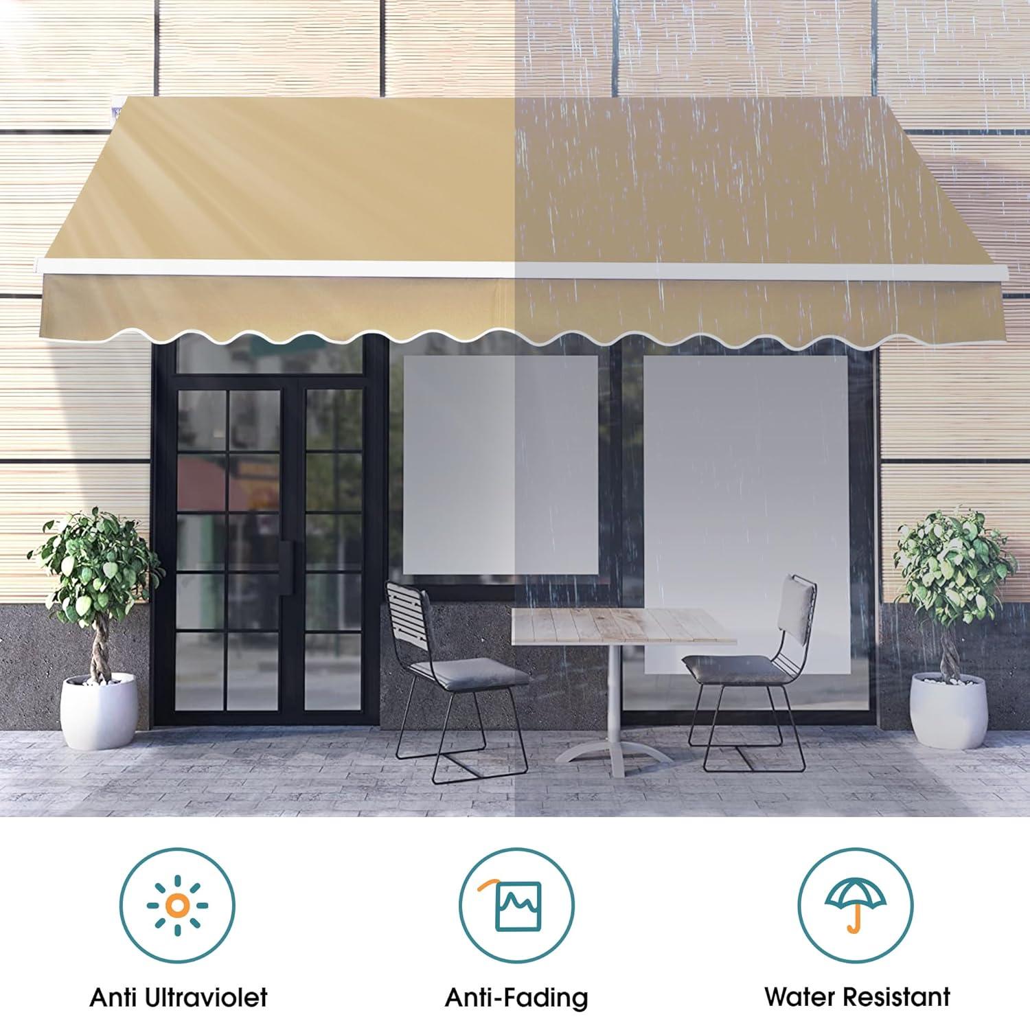 Patio Awning Fabric Replacement Sunshade Canopy for Retractable Awnings