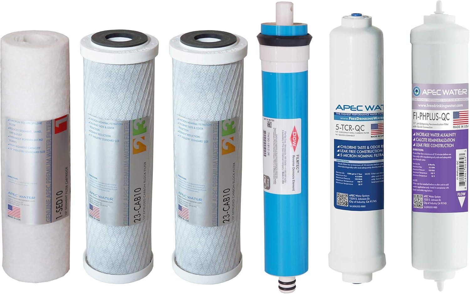 APEC 90 GPD Complete Replacement Filter Set for Alkaline Reverse Osmosis Systems