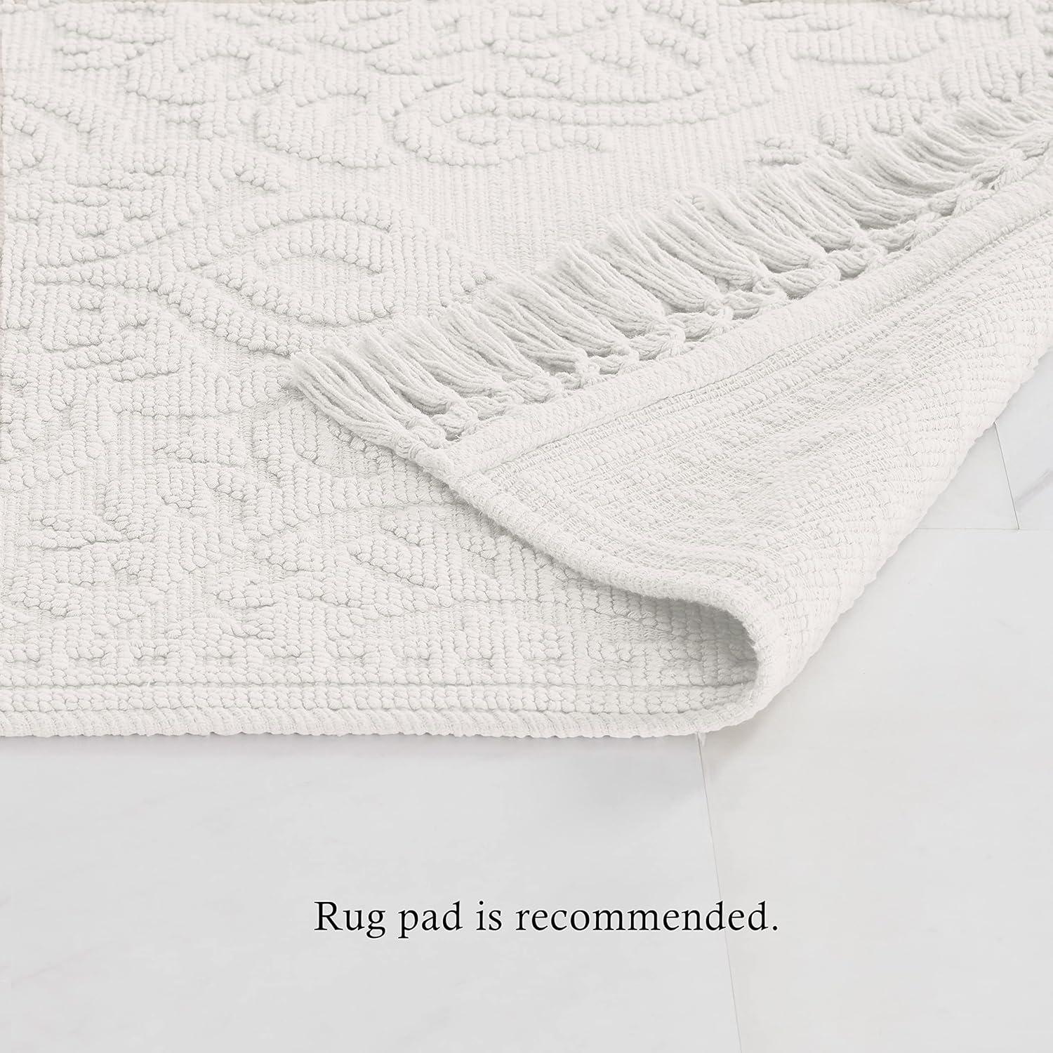 Jean Pierre Ricardo Cotton Fringe 2-Piece Bath Rug Set, White