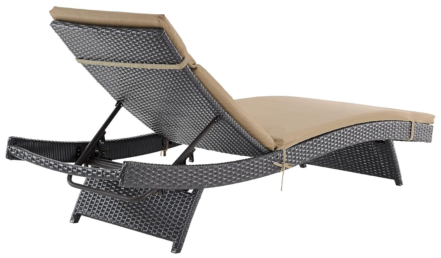 Biscayne Chaise Lounge with Mocha Cushion Brown - Crosley: Steel Frame, Weather-Resistant, Adjustable Back