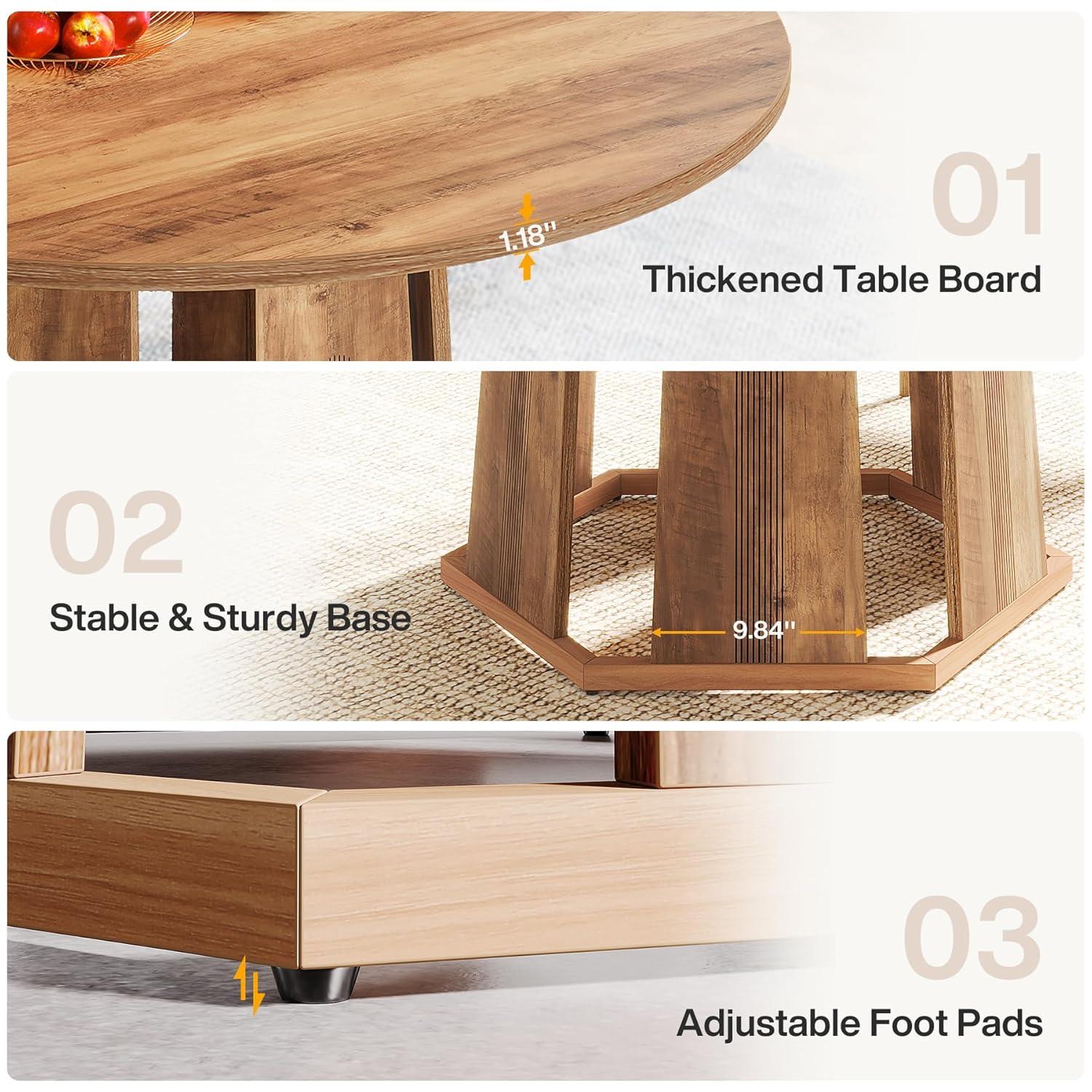 Tribesigns Round Dining Table for 4-6, 47-Inch Circle Kitchen Table with Wooden Pedestal Base, Farmhouse Dinner Table for Dining Room, Kitchen, Living Room