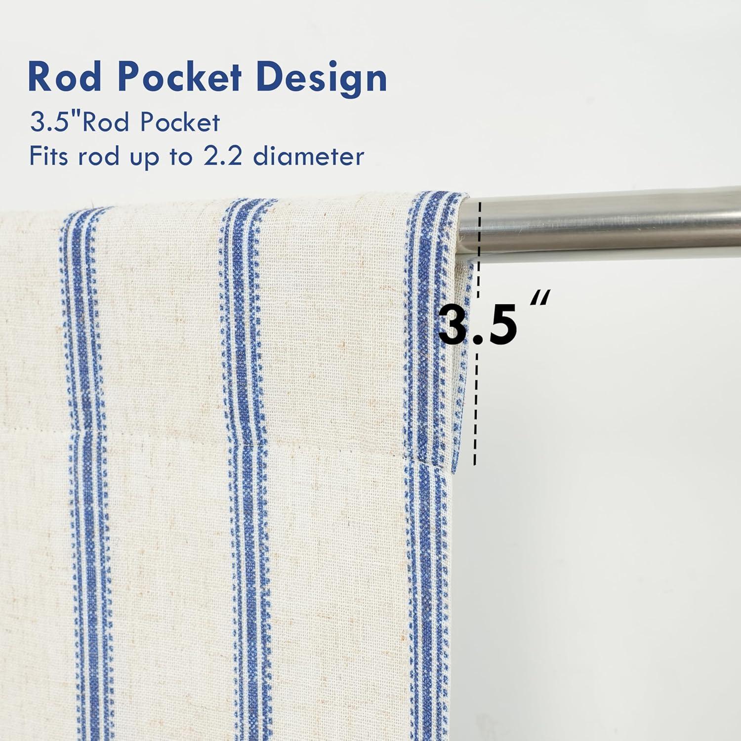 DriftAway Farmhouse Double Layer Linen Blackout Tie Up Curtains Thermal Insulated Vertical Striped Fully Lined Balloon Roman Shade Bathroom Window Adjustable Rod Pocket 25 Inch by 47 Inch Navy