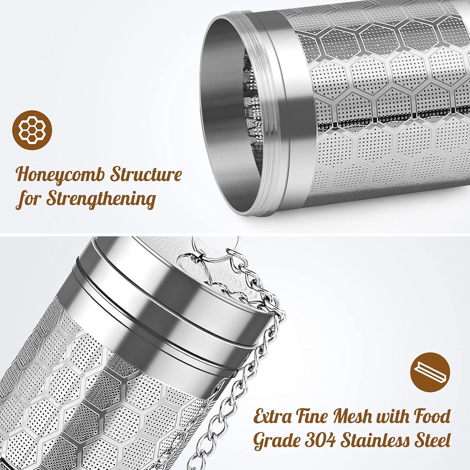 Tea Infuser for Loose Tea Stainless Steel Tea Strainer Extra Fine Mesh Tea Steeper Tea Diffuser with Tea Basket and Lid 2 Pack