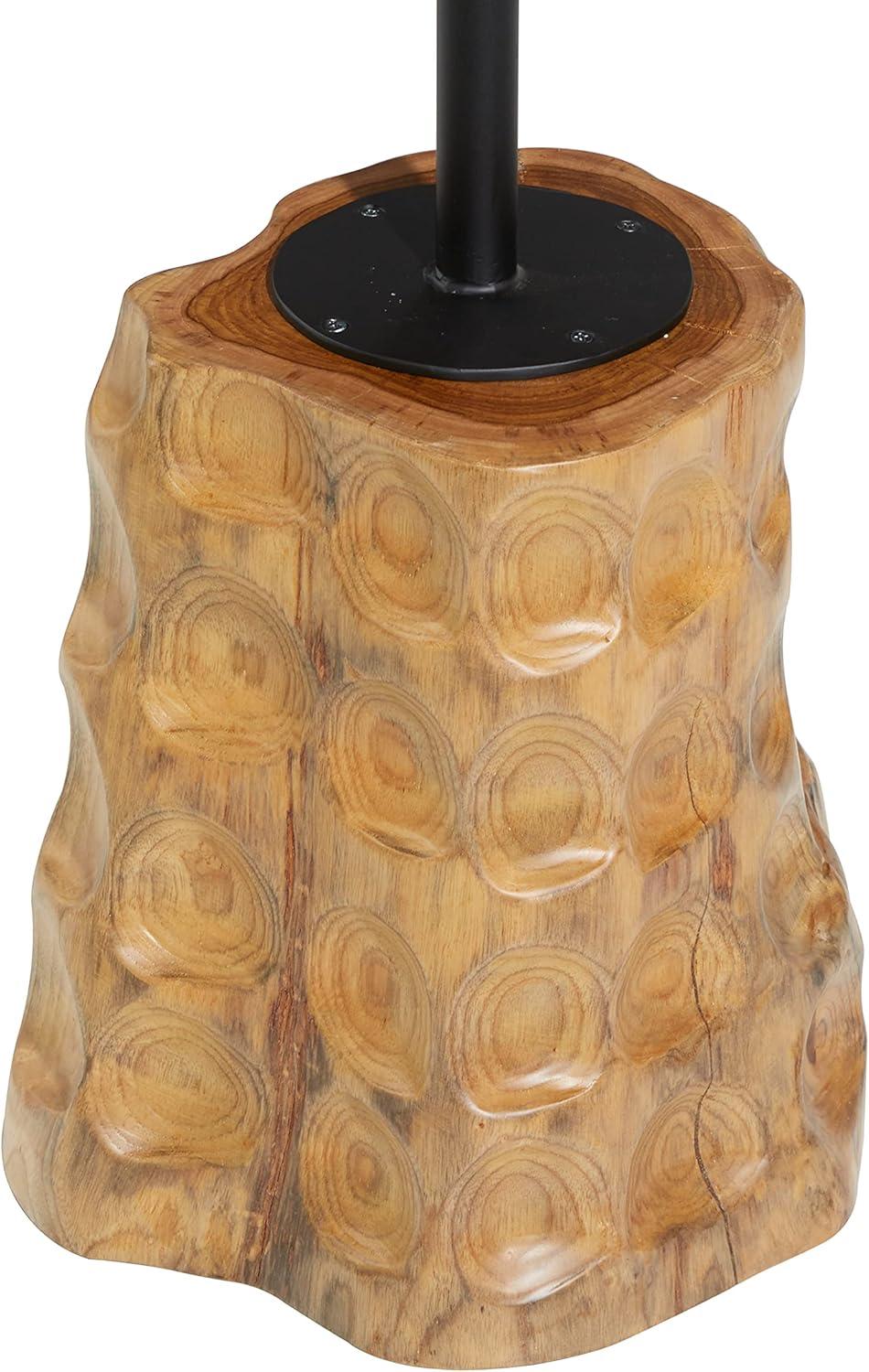 Olivia & May Contemporary Teak Wood Pedestal Accent Table Brown: Round, No Assembly, Small Table