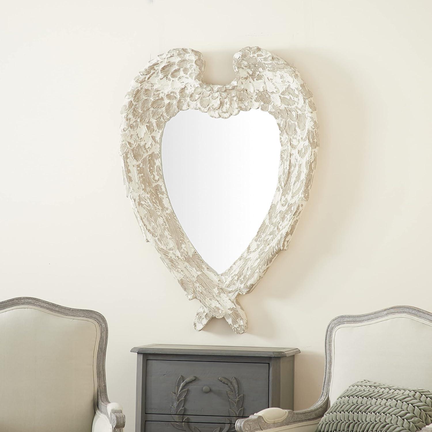 Angelica White Oval Wood Vanity Wall Mirror 31.5" x 44"