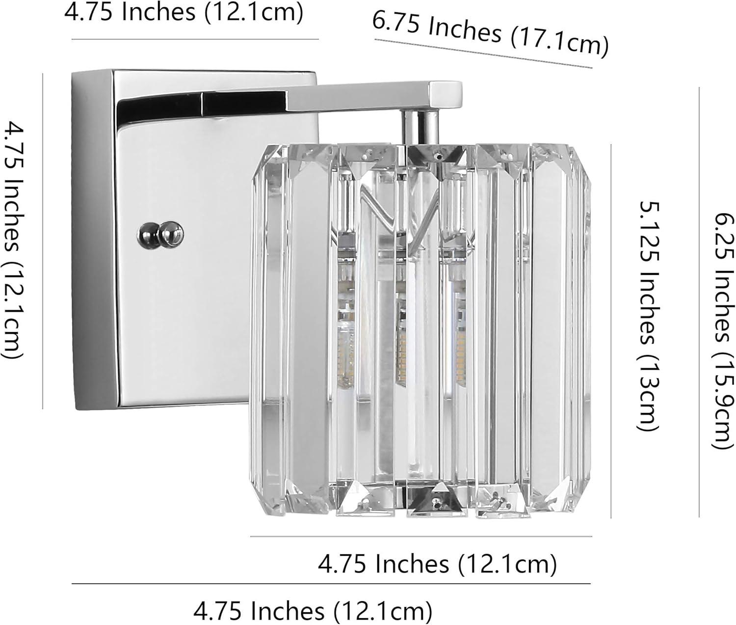 Coco Prism Vintage 4.75" 1-Light Metal/Glass Classic Glam LED Vanity Light, Chrome