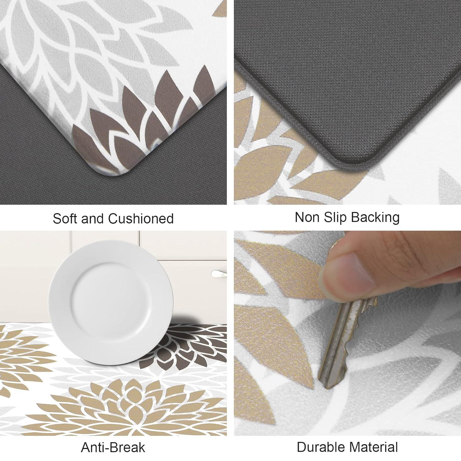 Red Barrel Studio® Kitchen Mats Set Of 2 Cushioned Anti Fatigue Kitchen Rugs Non Slip Waterproof Kitchen Runner Memory Foam Kitchen Floor Mat Comfort Standing Mat For Sink,Office,Laundry