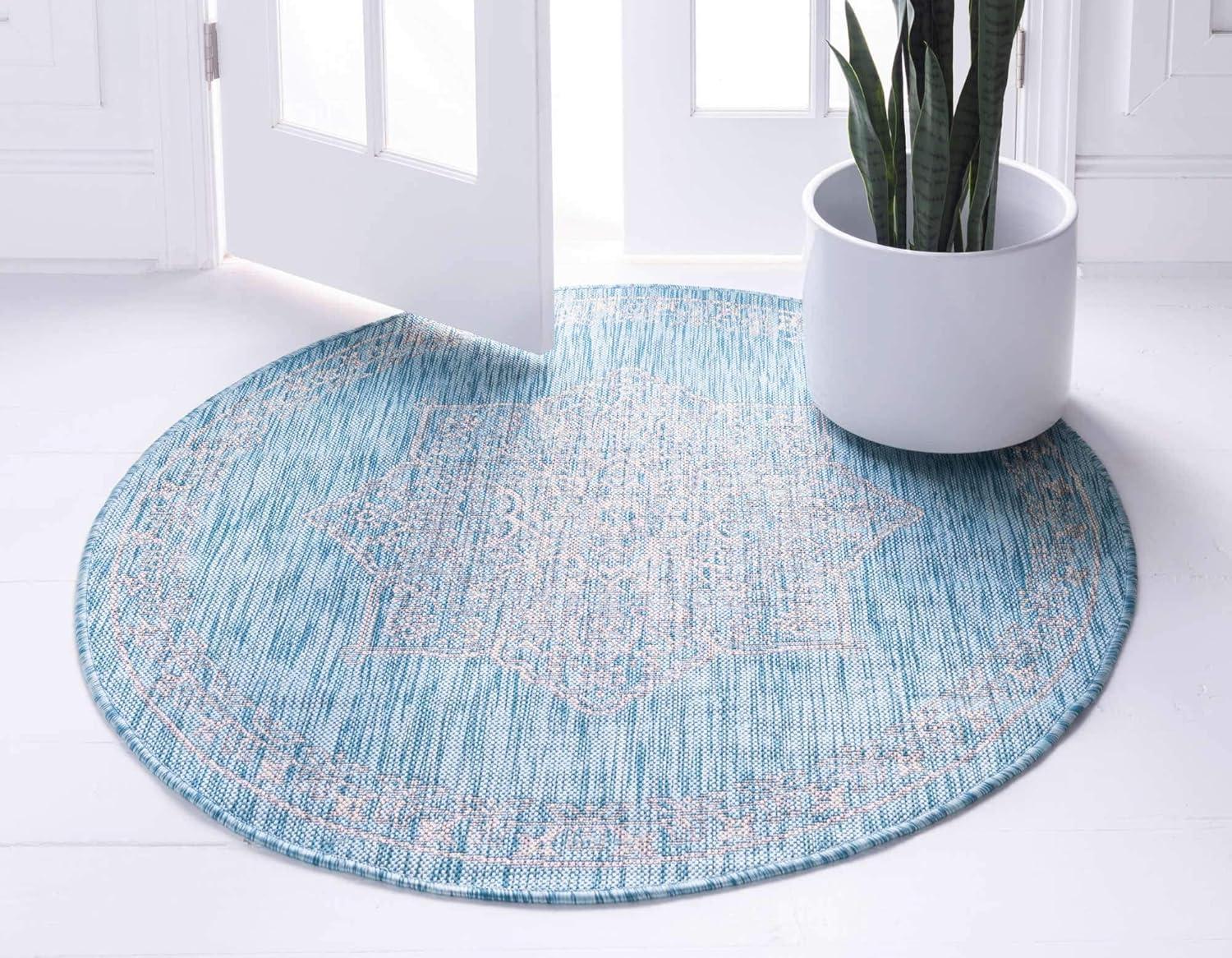 Aqua Breeze Easy-Care Synthetic 4' Round Outdoor Rug