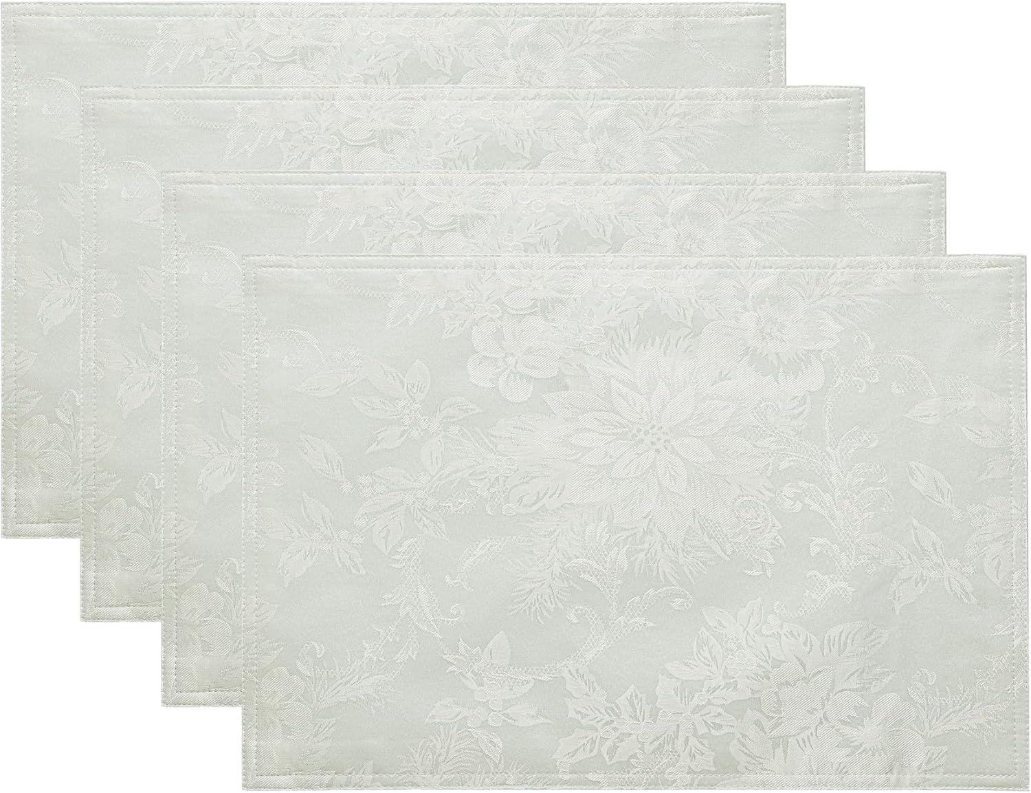 Elrene Poinsettia Elegance Jacquard Holiday Placemat - 13" x 19" - Elrene Home Fashions