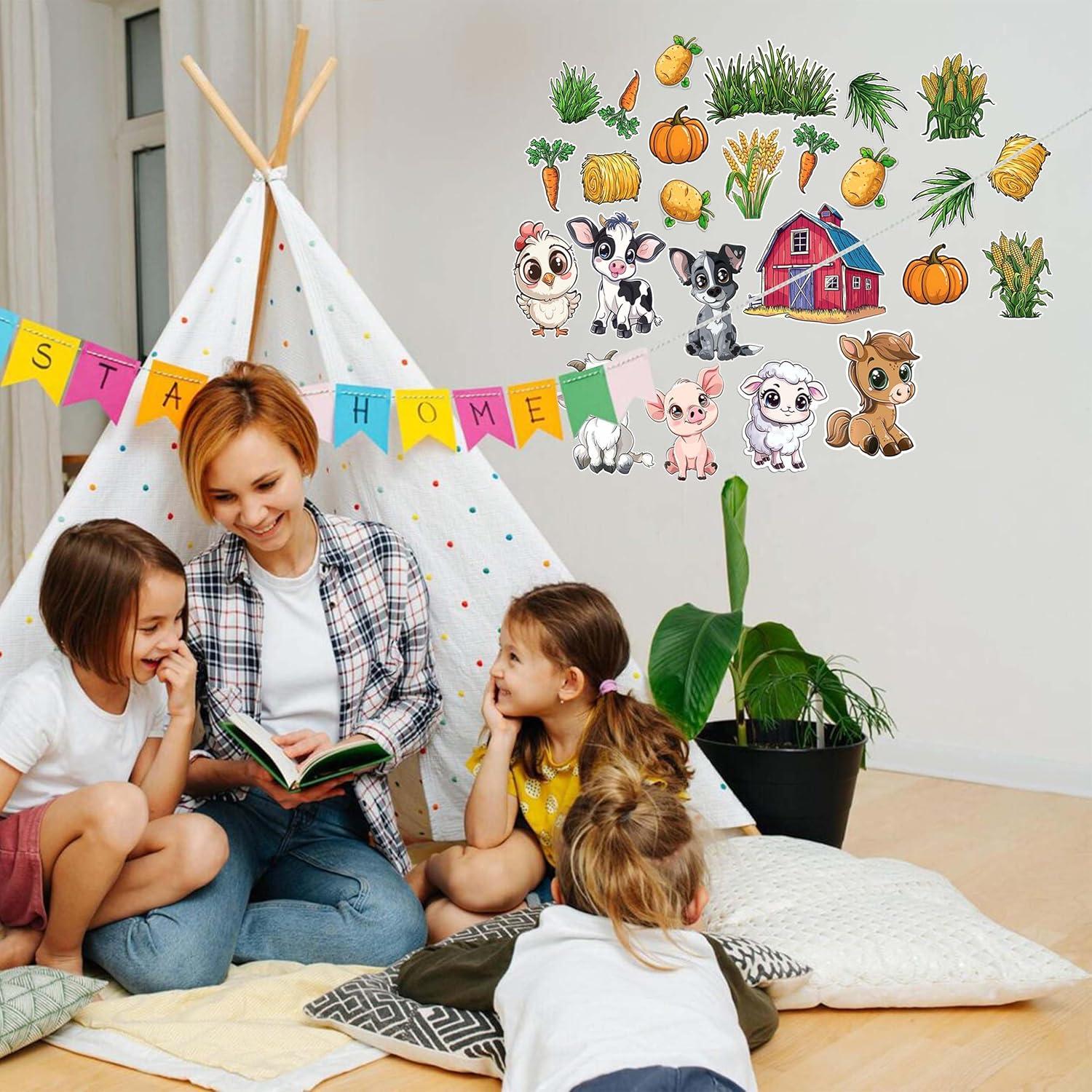 Farm Animal Stickers for Walls - Hi-Res Vinyl Animal Wall Decals for Nursery & Classroom - Animal Stickers for Kids Room Wall Decor - Easy Application Adhesive Decals