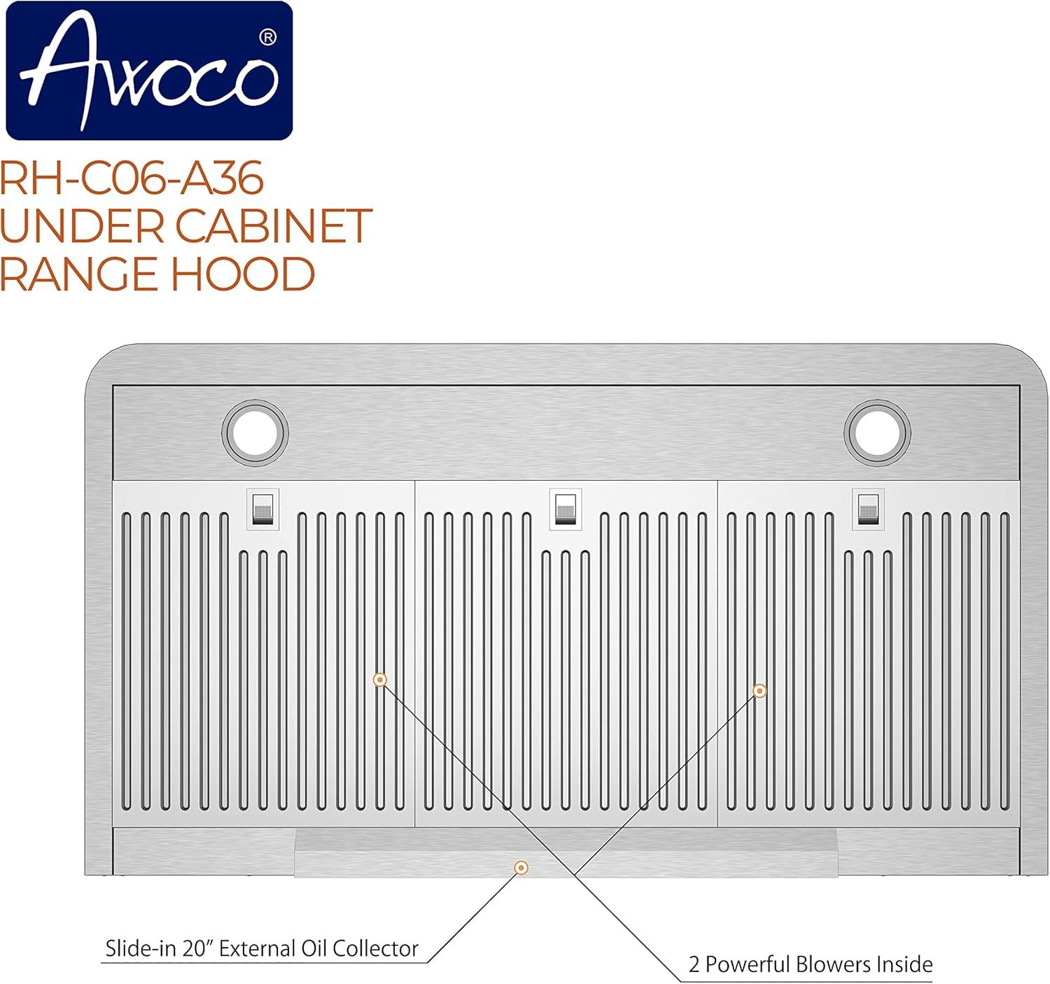 36-Inch Stainless Steel Convertible Under Cabinet Range Hood