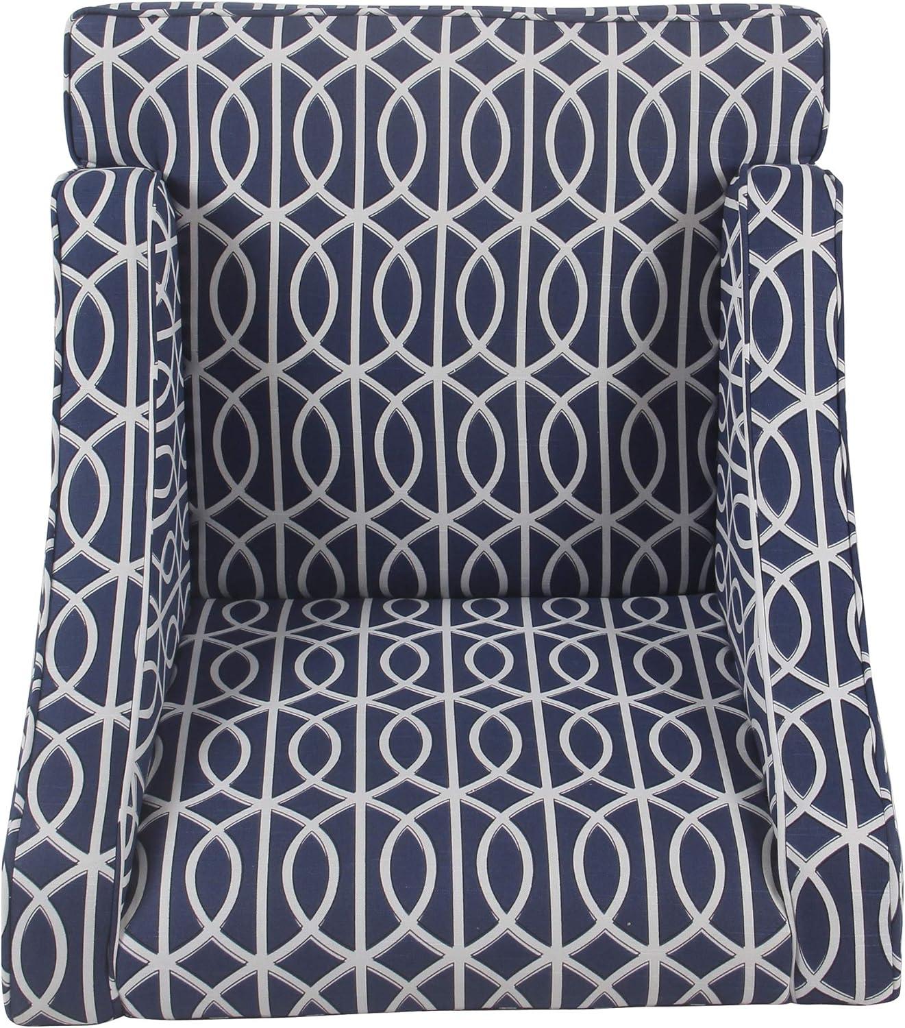 HomePop Classic Swoop Accent ArmChair - Cream and Blue Geometric