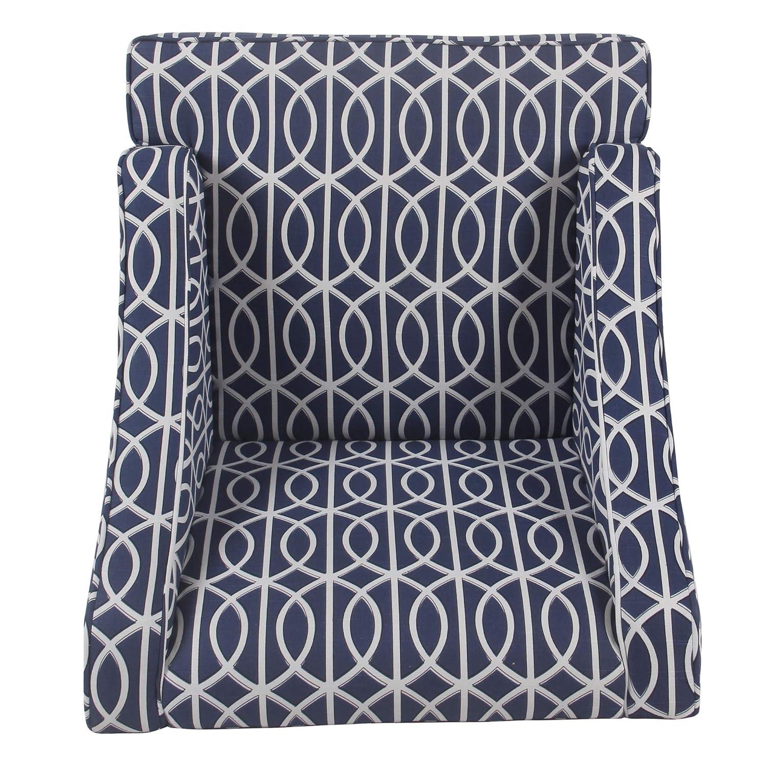 HomePop Classic Swoop Accent ArmChair - Cream and Blue Geometric
