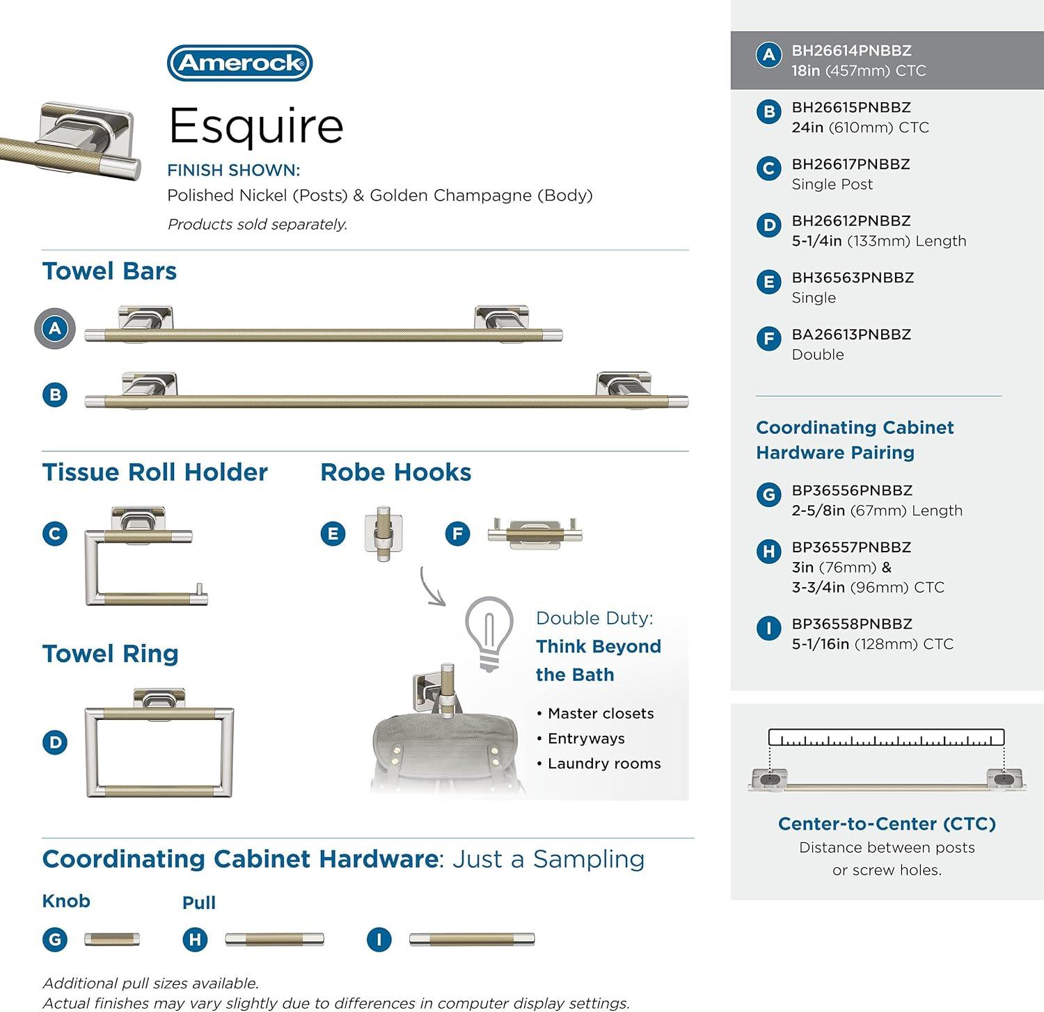 Amerock Esquire Wall Mounted Towel Bar