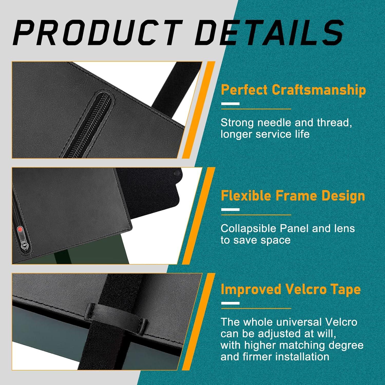 Car Visor Extender, Polarized Sun Visor Extender with Zipper, One Pull Down Sunshade & One Side Shade Sun Block Piece for Protection from Sun Glare, UV Rays, Universal for Most Cars (2 Pack)