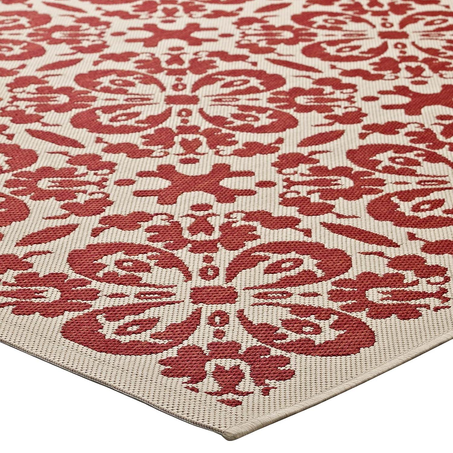 Modway Ariana Vintage Floral Trellis 4x6 Indoor and Outdoor Area Rug