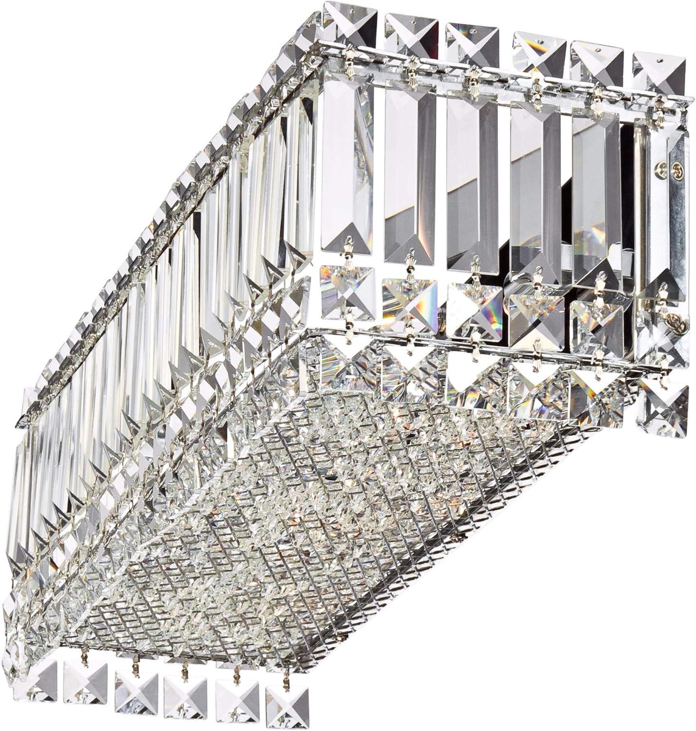 Possini Euro Design Crystal Columns Modern Wall Light Chrome 23" Light Bar Fixture for Bedroom Bathroom Vanity Reading Living Room Hallway House Home