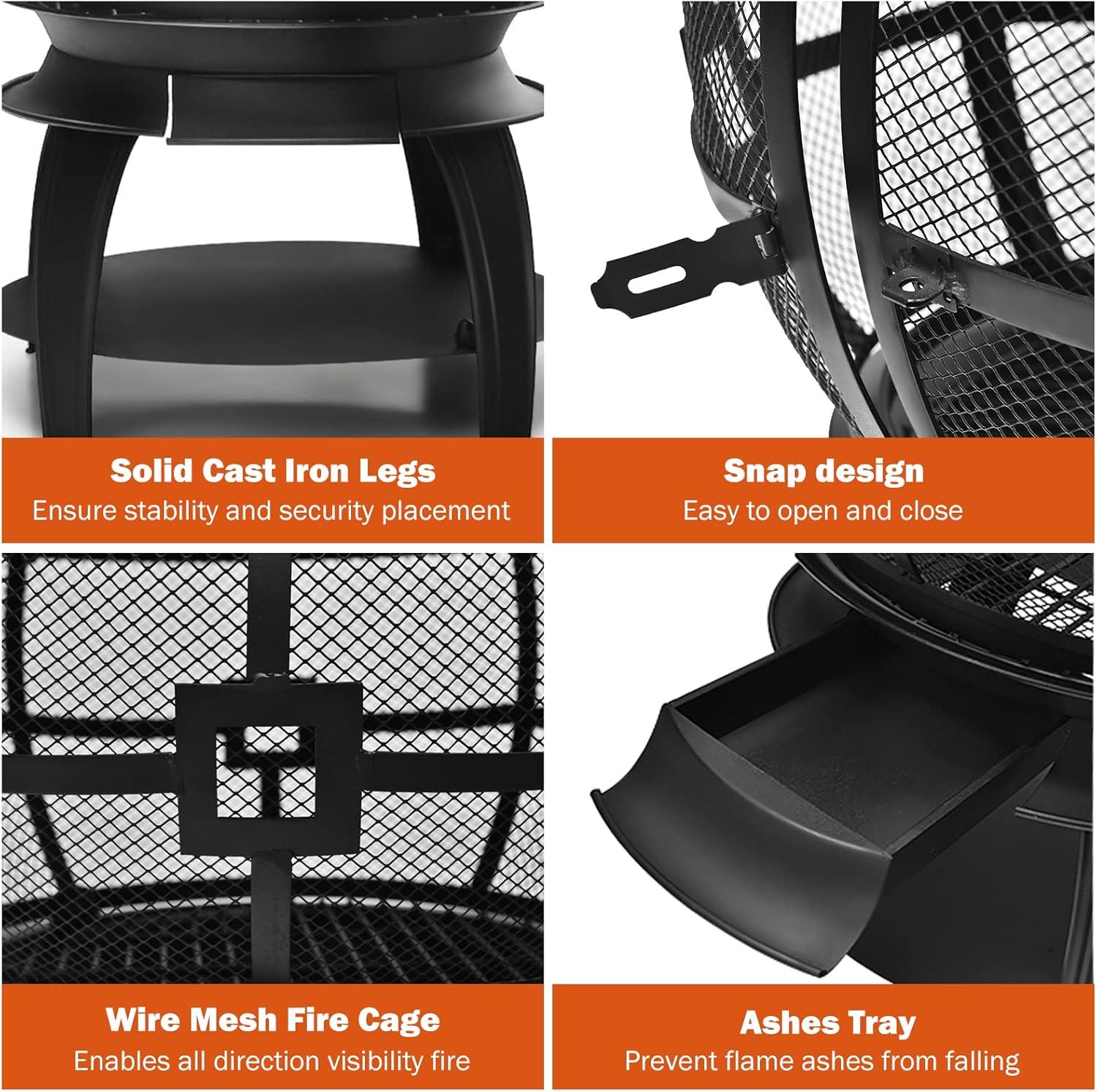 Heatmaxx Round Cast Iron Wood Burning Smokeless Chimnea