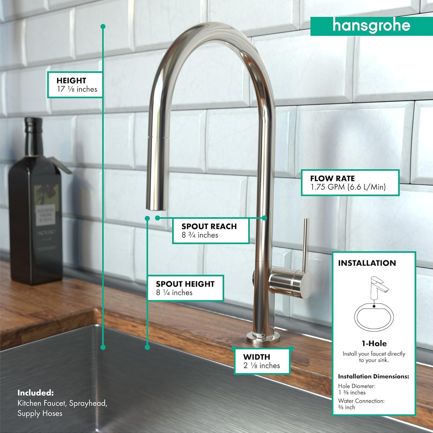hansgrohe Talis N HighArc Kitchen Faucet, O-Style 2-Spray Pull-Down, 1.75 GPM