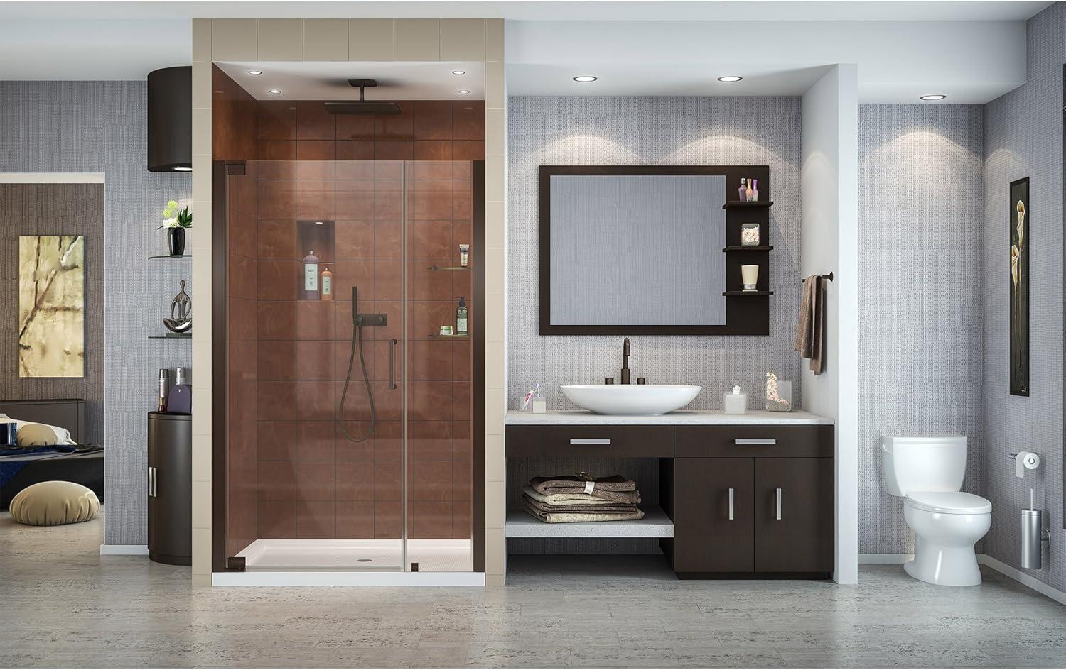 Elegance 46-48" Frameless Pivot Shower Door in Oil Rubbed Bronze