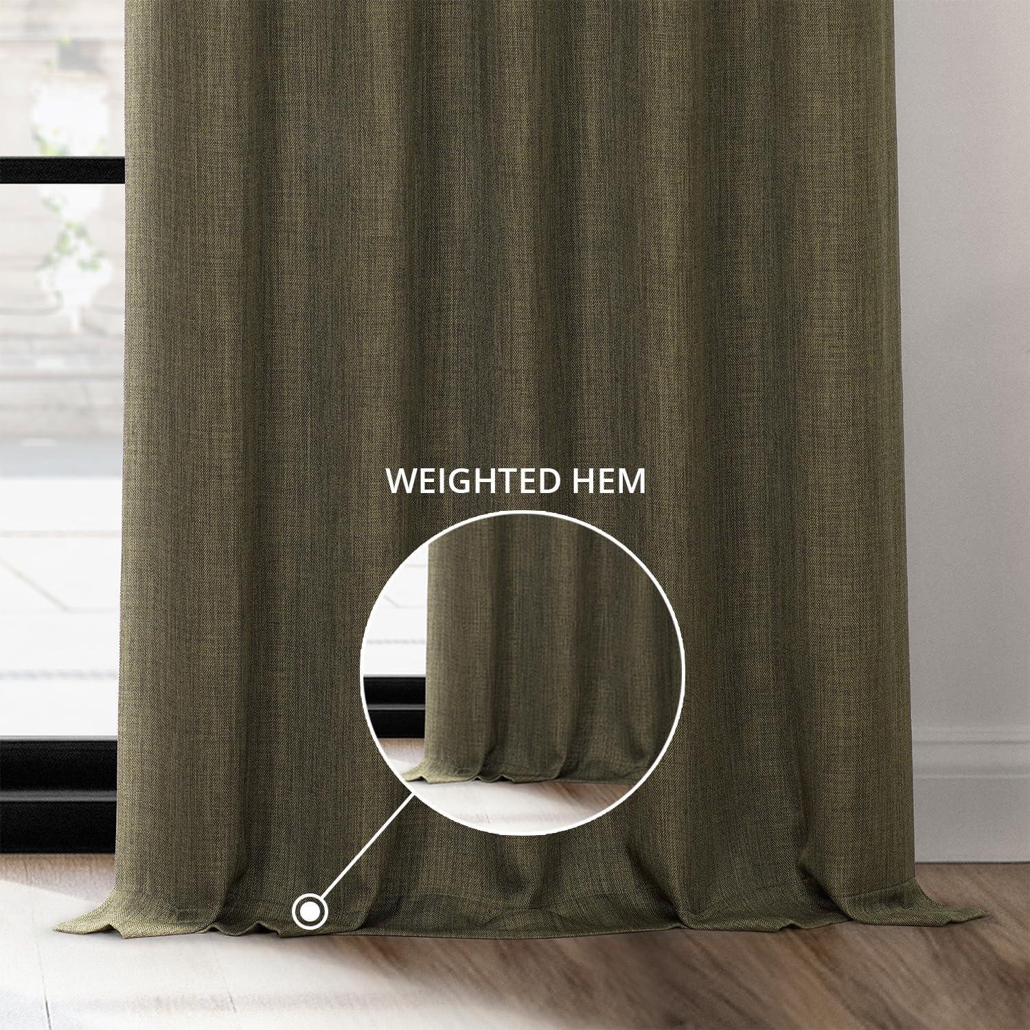 HPD Half Price Drapes Khaki Green Faux Linen Room Darkening Curtains for Bedroom & Living Room Curtains (1 Panel), Door & Window Curtains 84 inches long, Rod Pocket Curtains, 50W X 84L