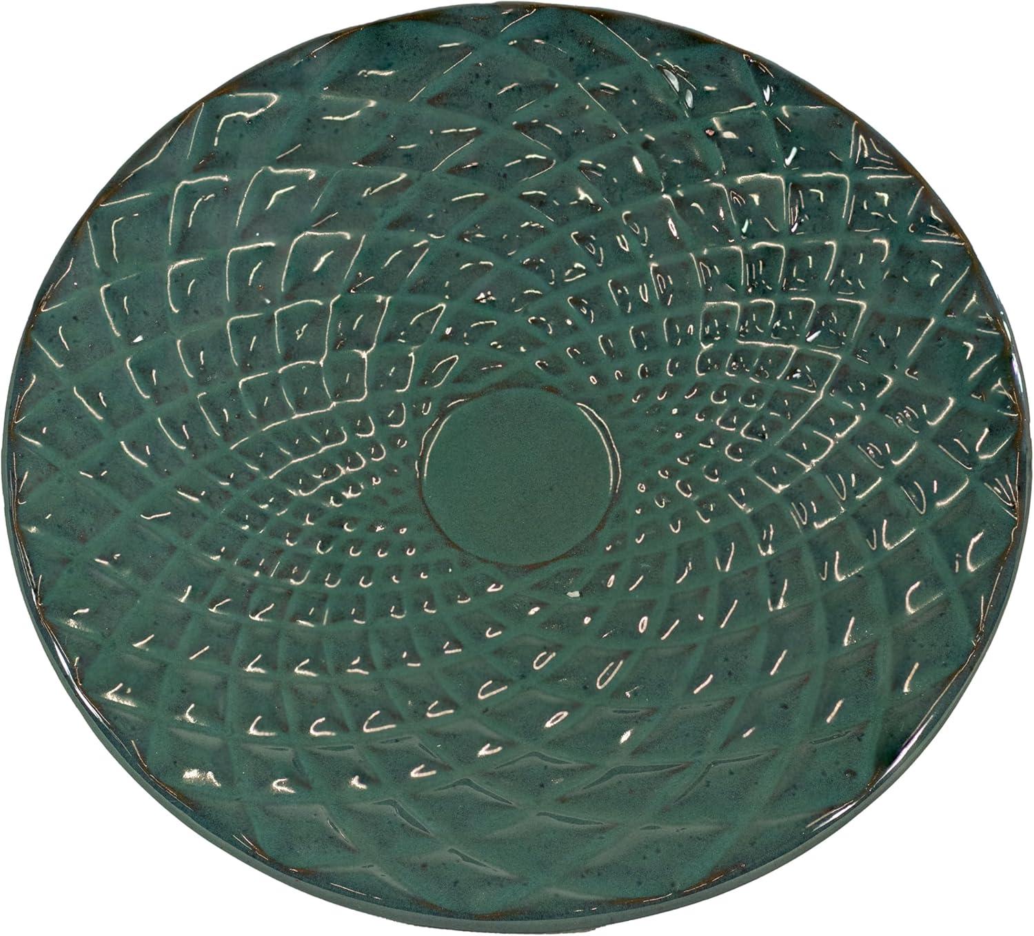 Red Barrel Studio® Trenasia Freestanding Ceramic Outdoor Bird Bath with UV-Resistant Blue Lava Finish