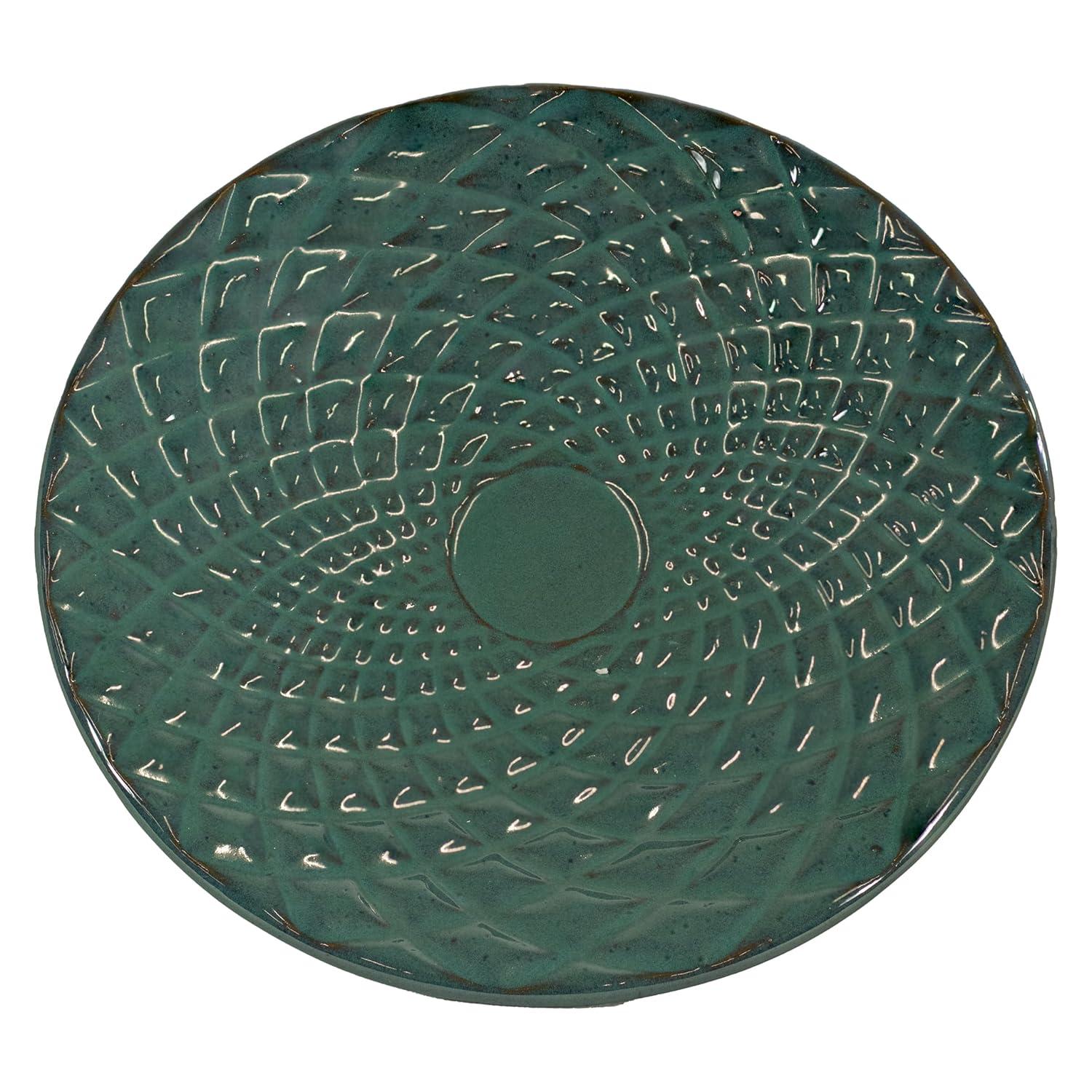 Red Barrel Studio® Trenasia Freestanding Ceramic Outdoor Bird Bath with UV-Resistant Blue Lava Finish