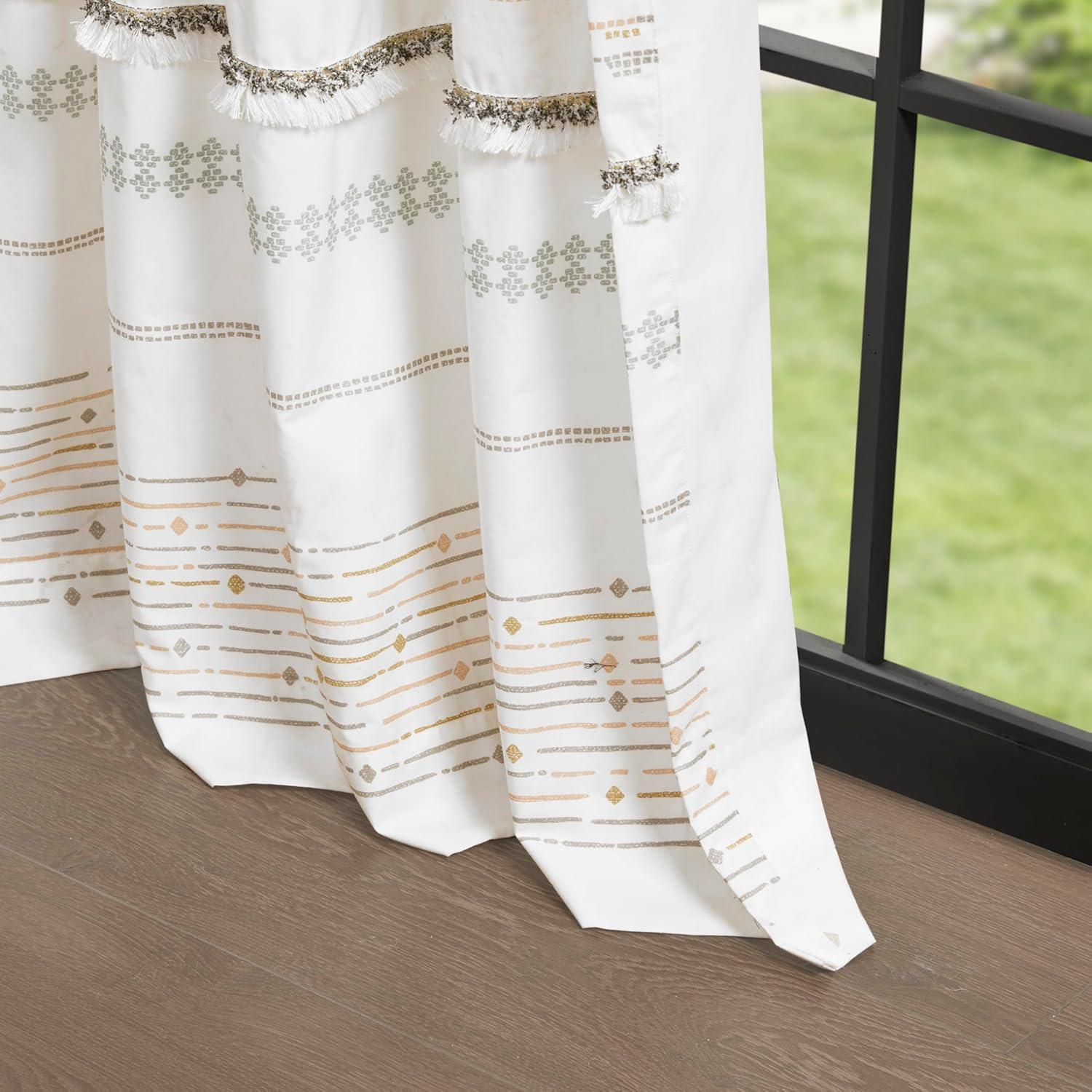 INK+IVY Nea 100% Cotton Printed Single Curtain Panel with Tassel Trim and Lining