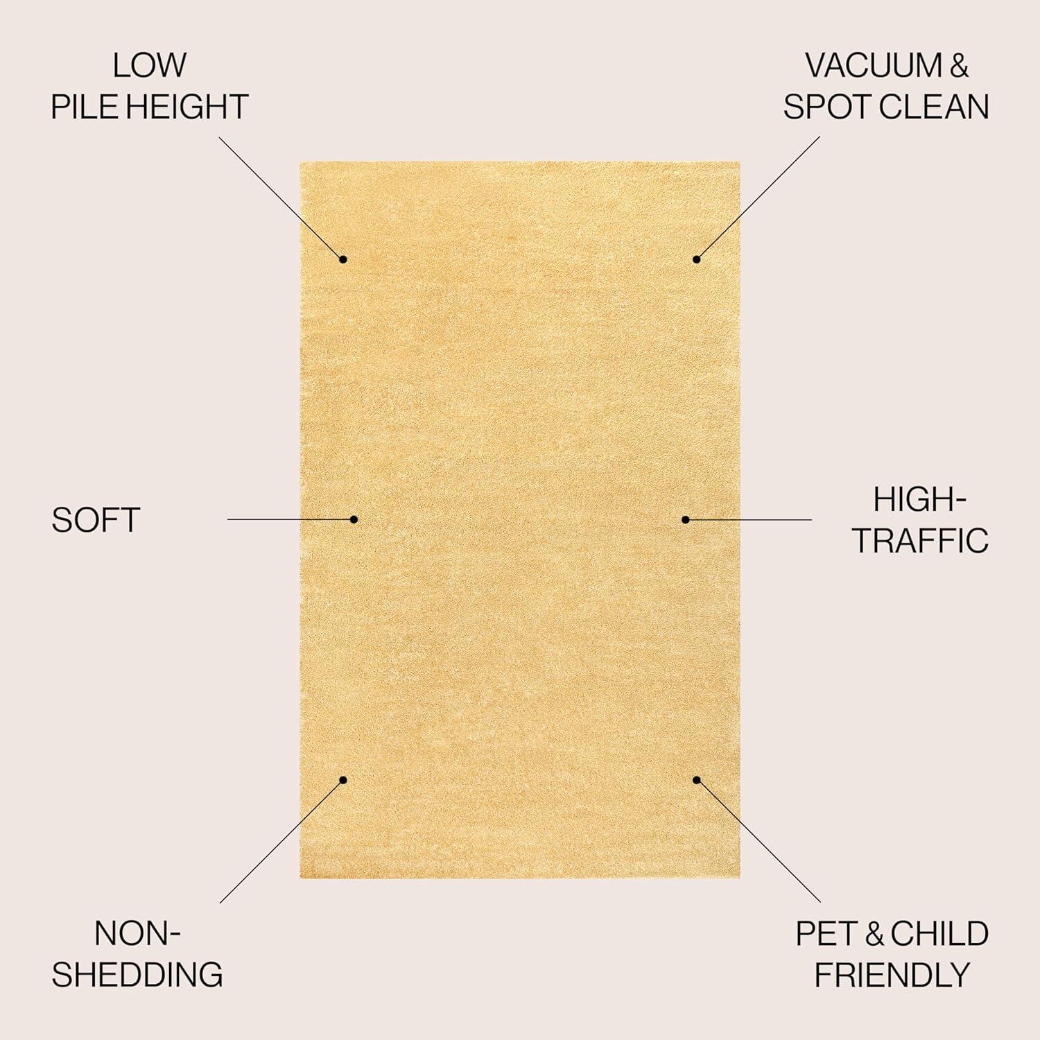 8'x10' Haze Solid Low-Pile Area Rug, Mustard - JONATHAN Y