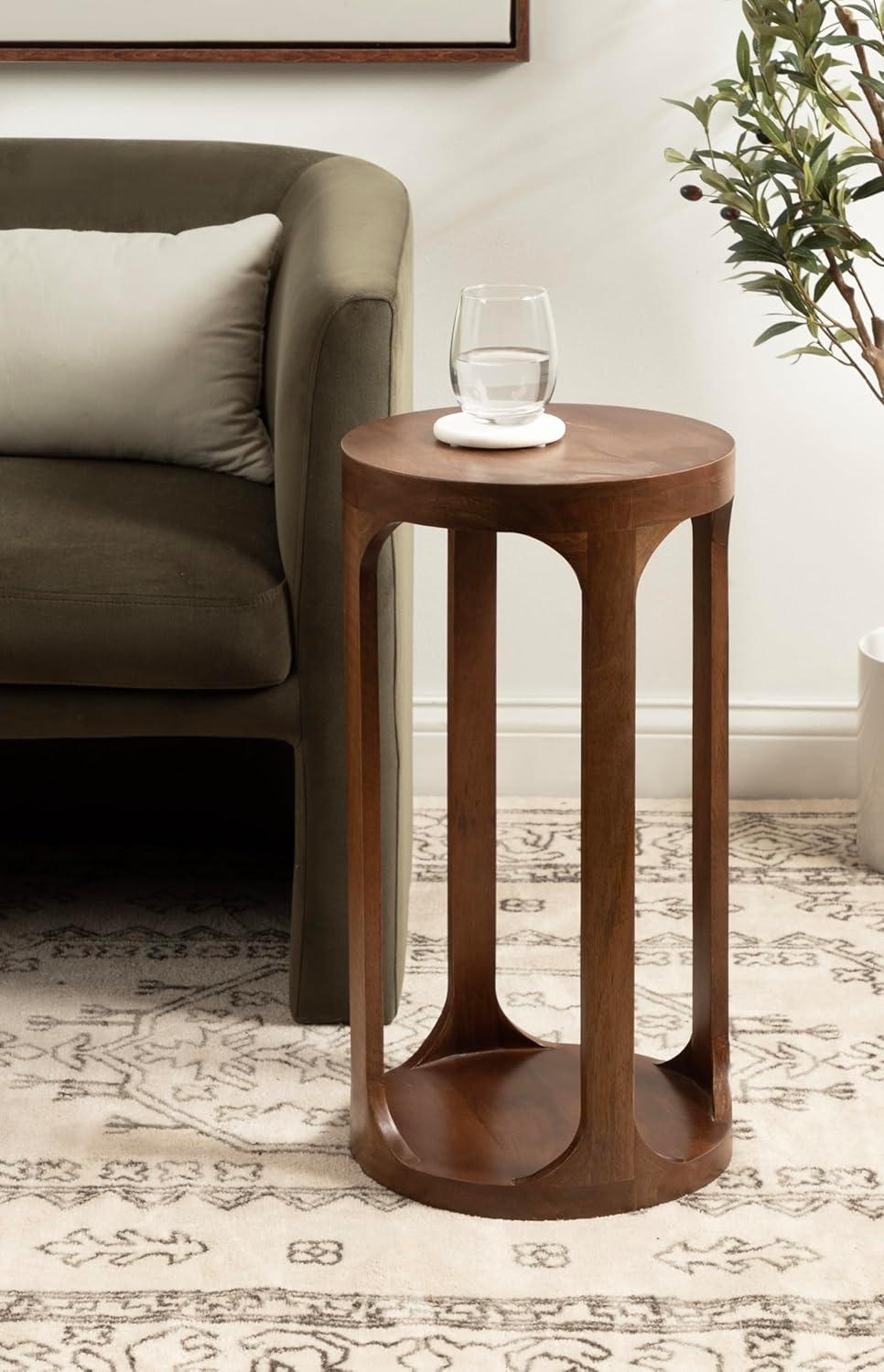 Kate and Laurel Dahl Wood Drink Table, 12x12x23, Walnut Brown