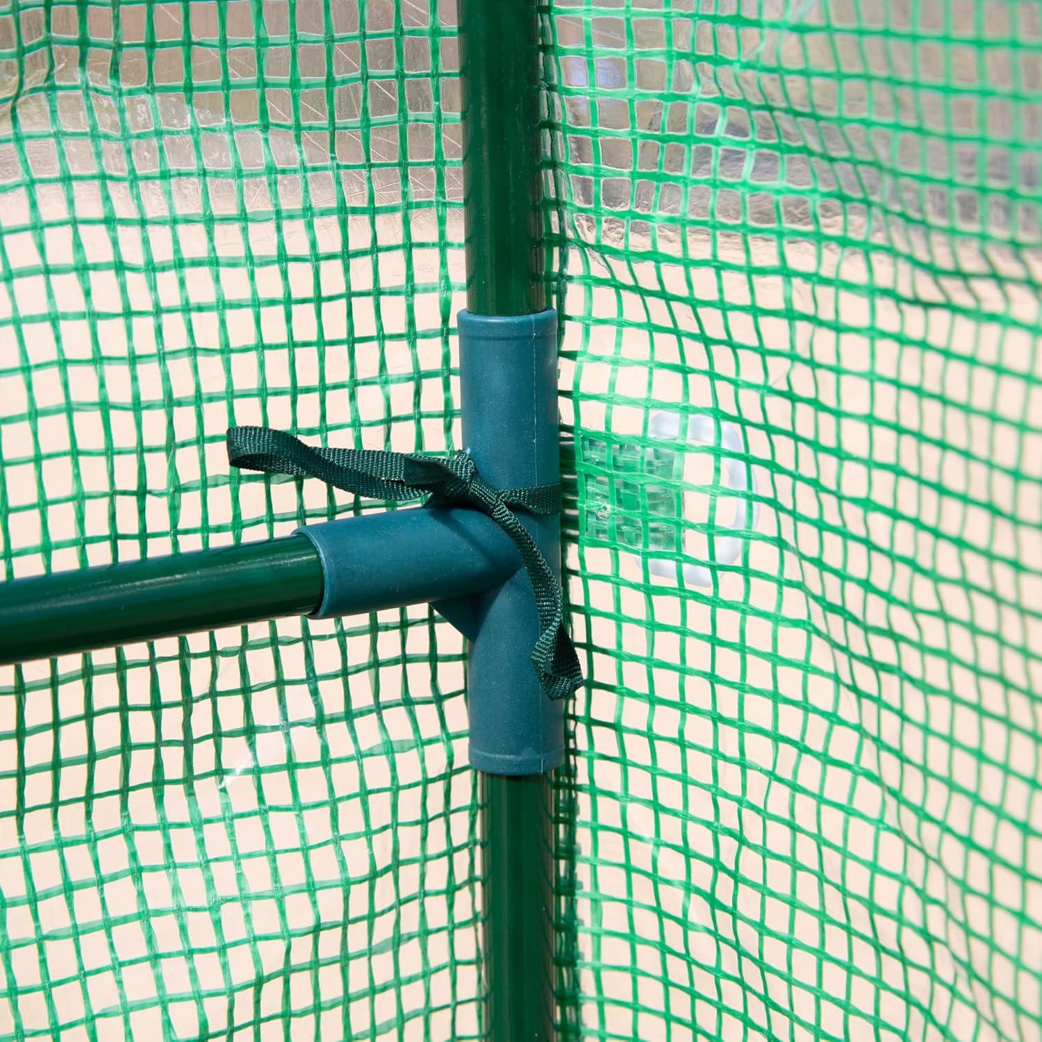 Outsunny 84.25" x 56.25" x 76.75" Walk-in Greenhouse, 2-Tier Shelves, Steel Frame Hot house, Roll-Up Zipper Door for Flowers, Vegetables, Green