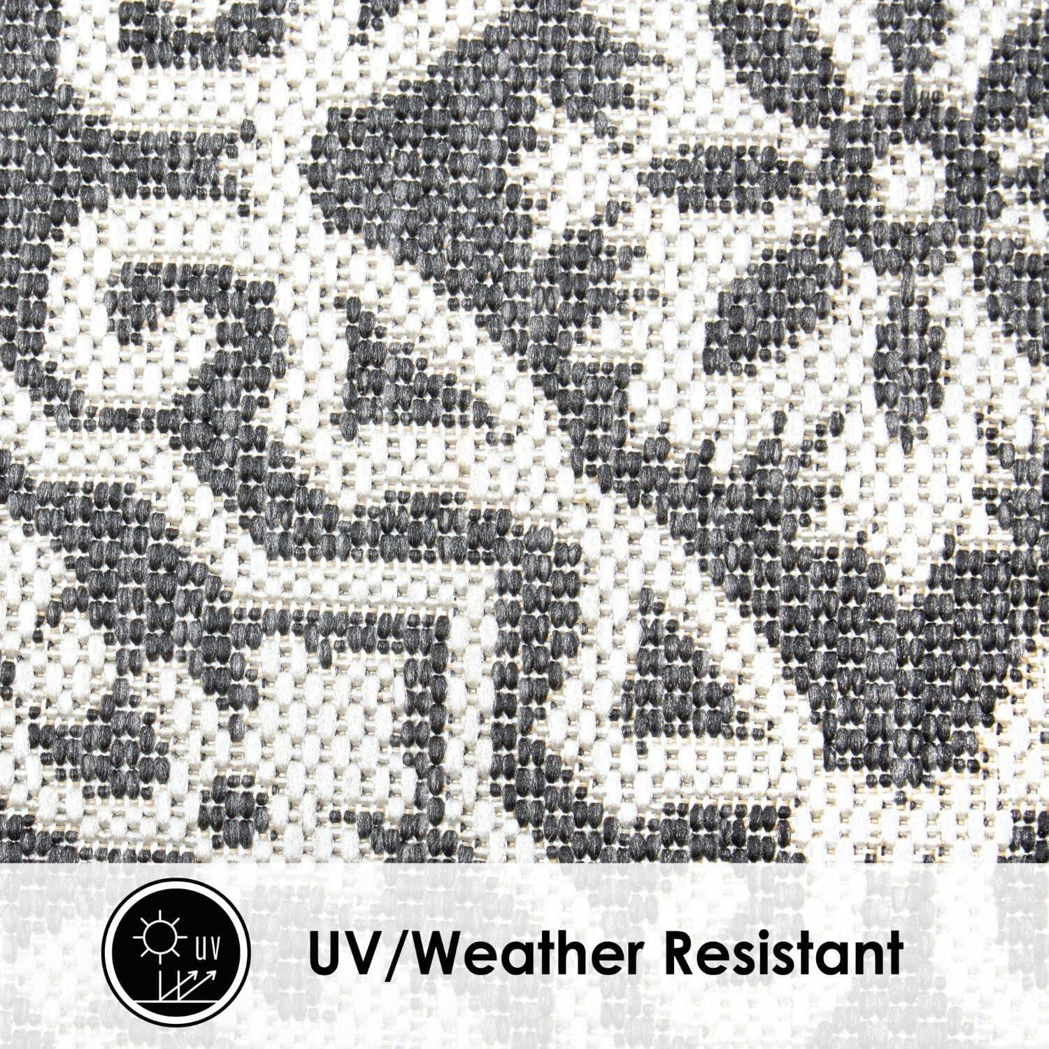 Nicole Miller New York Patio Country Danica Geometric Indoor/Outdoor Area Rug, Black/Grey