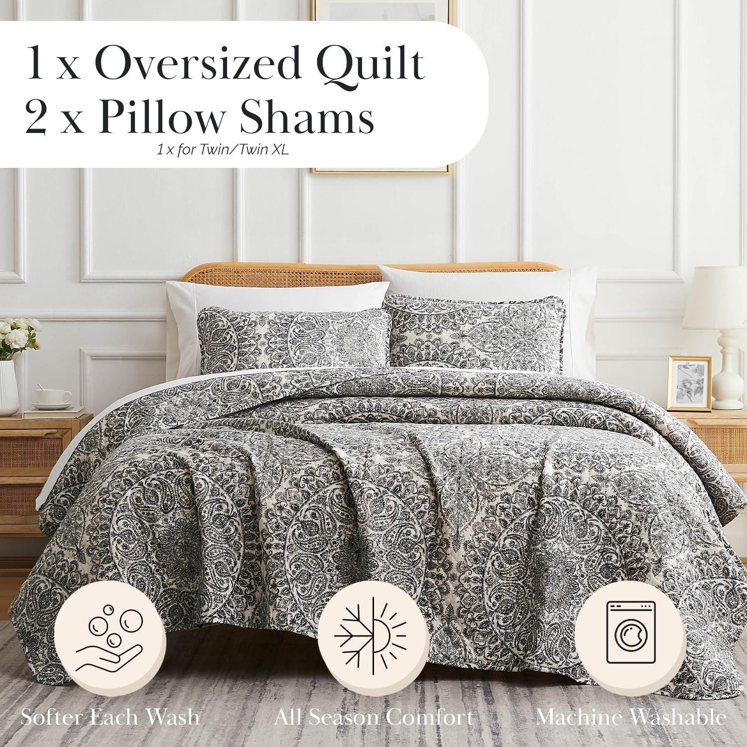 SouthShore Fine Linens Ashanti Oversized easy care lightweight Quilt Set by Southshore Fine Linens & Reviews | Wayfair