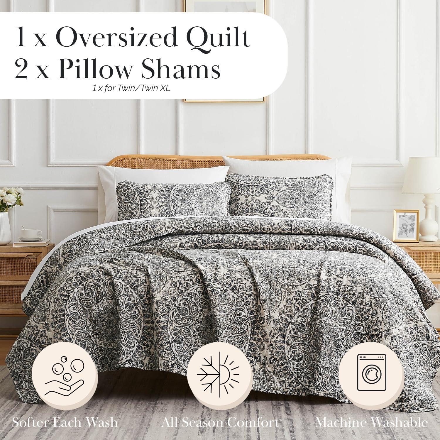 SouthShore Fine Linens Ashanti Oversized easy care lightweight Quilt Set by Southshore Fine Linens & Reviews | Wayfair