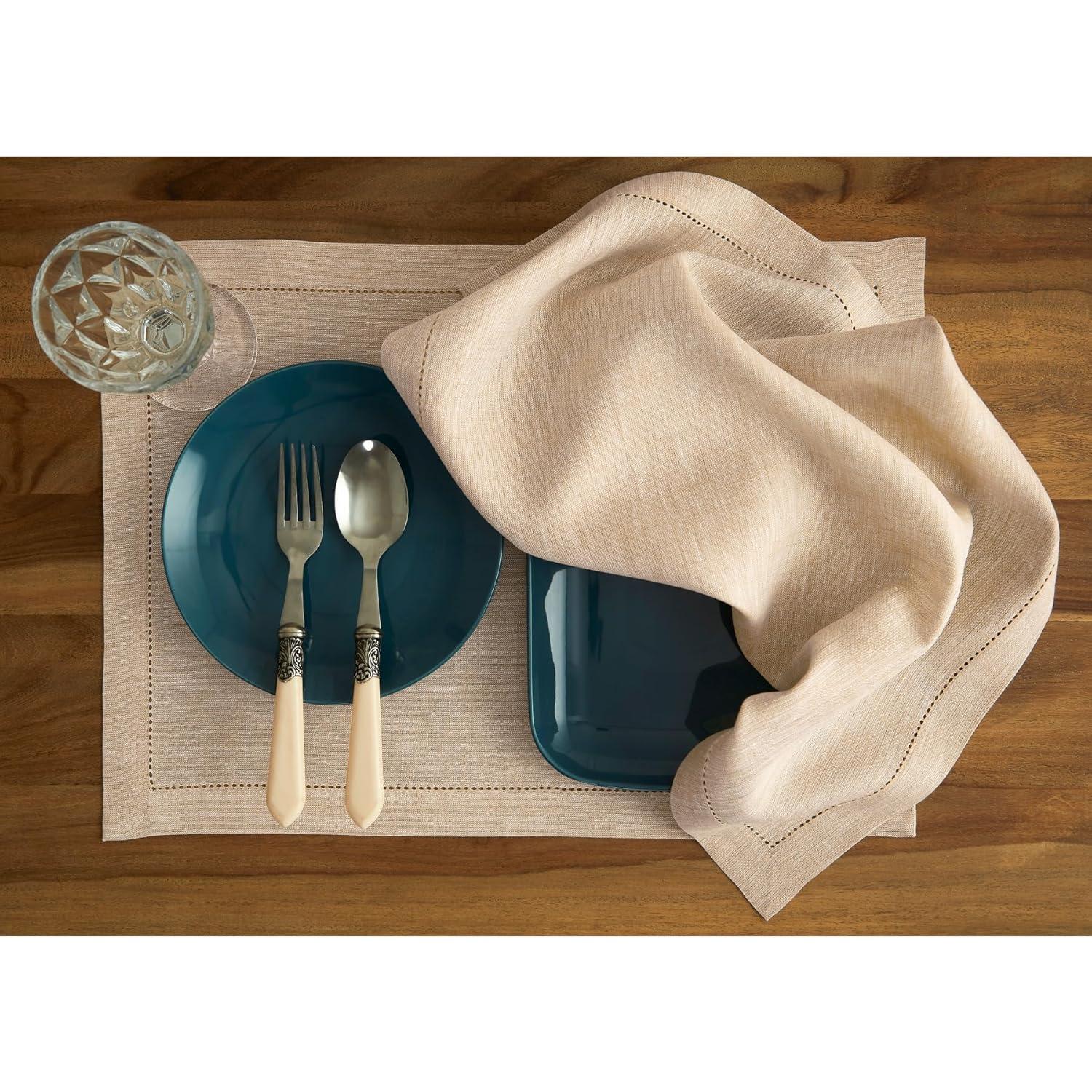 Solino Home 100% Pure Linen Dinner Napkins - Athena (Set of 4)