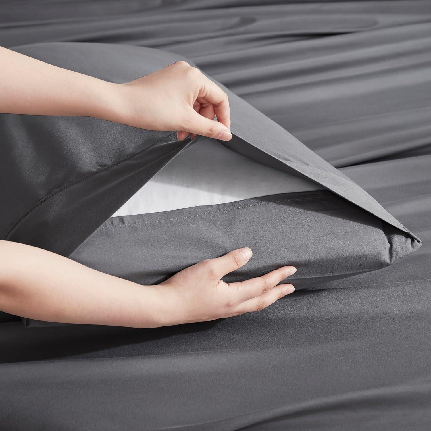 Nestl Extra Deep Pocket 6 Piece Sheet Sets, King Size Sheets & Pillowcases - Dark Gray