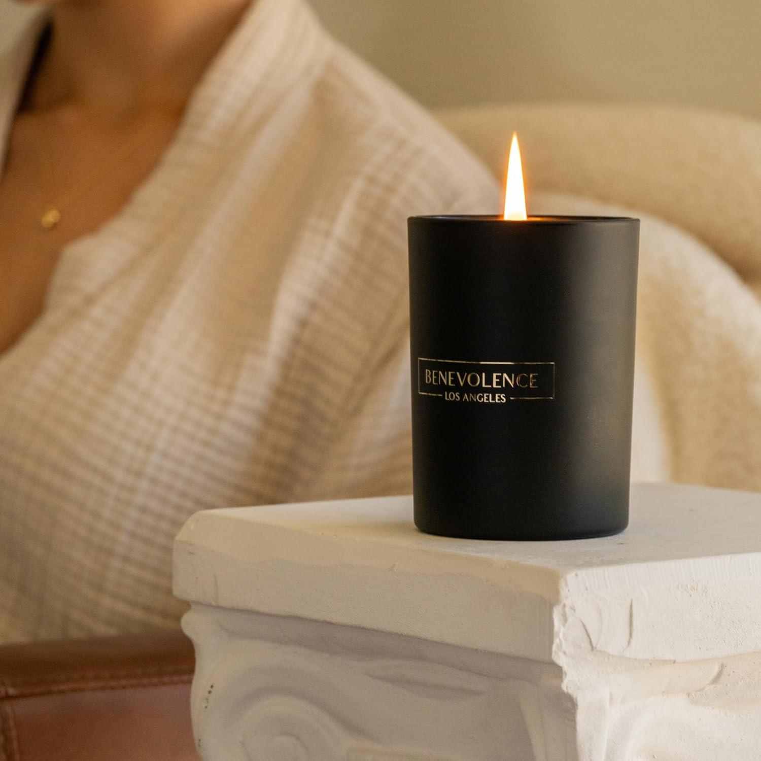 Benevolence LA  Black Wax  Scented Candle With Santal Scent- 10 oz